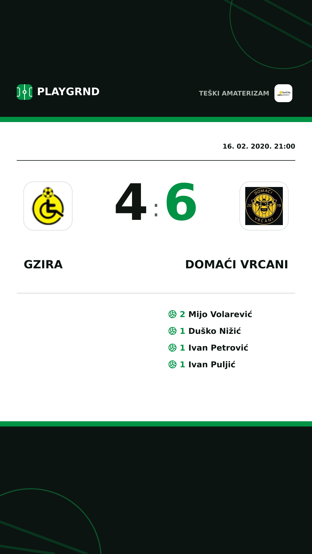 Instagram slika: Gzira 4:6 Domaći Vrcani