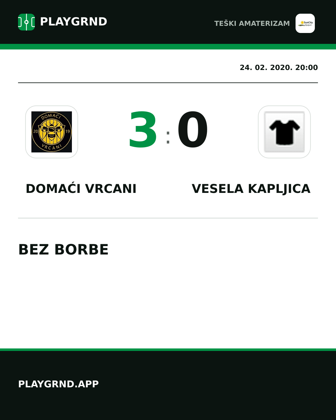 Instagram slika: Domaći Vrcani 3:0 Vesela Kapljica