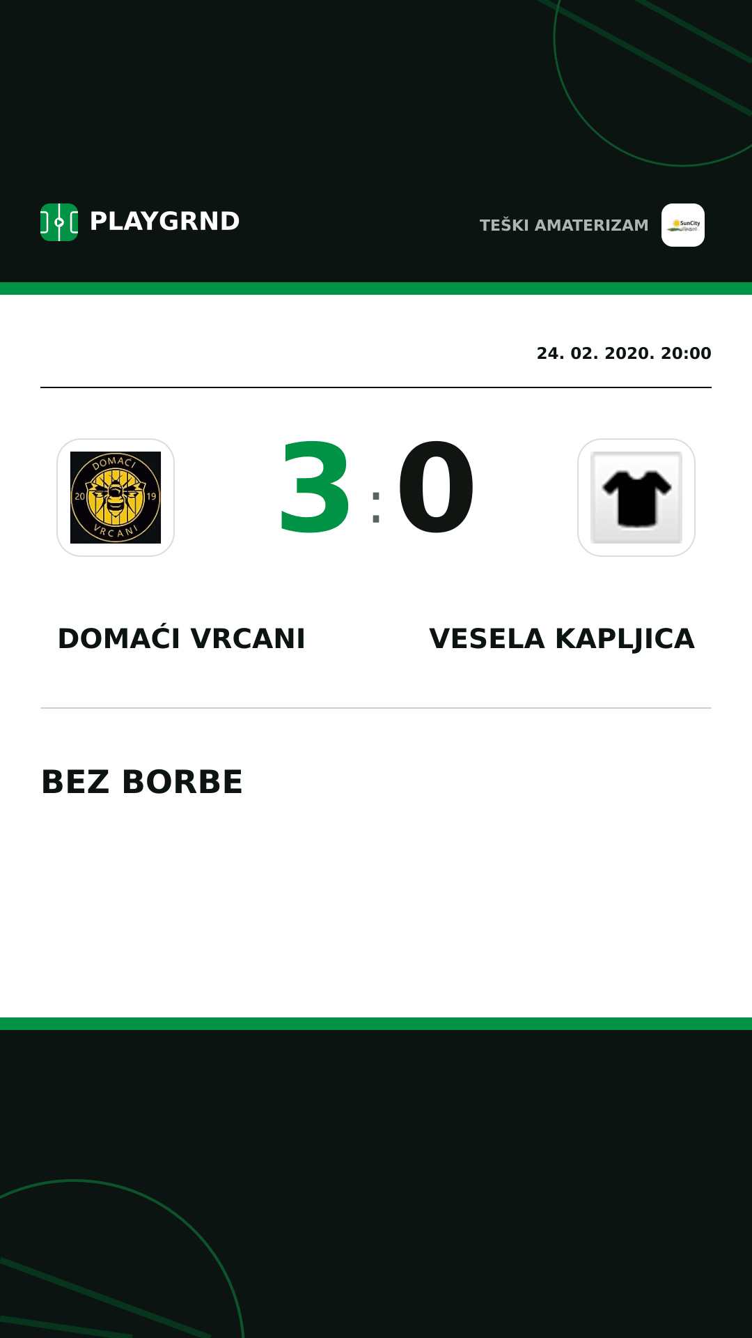 Instagram slika: Domaći Vrcani 3:0 Vesela Kapljica