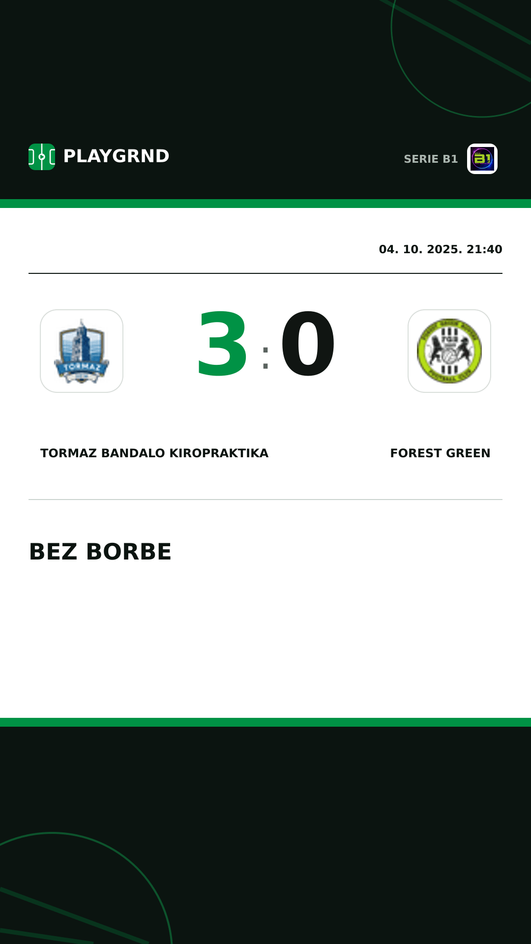 Instagram slika: Tormaz Bandalo Kiropraktika 3:0 Forest Green
