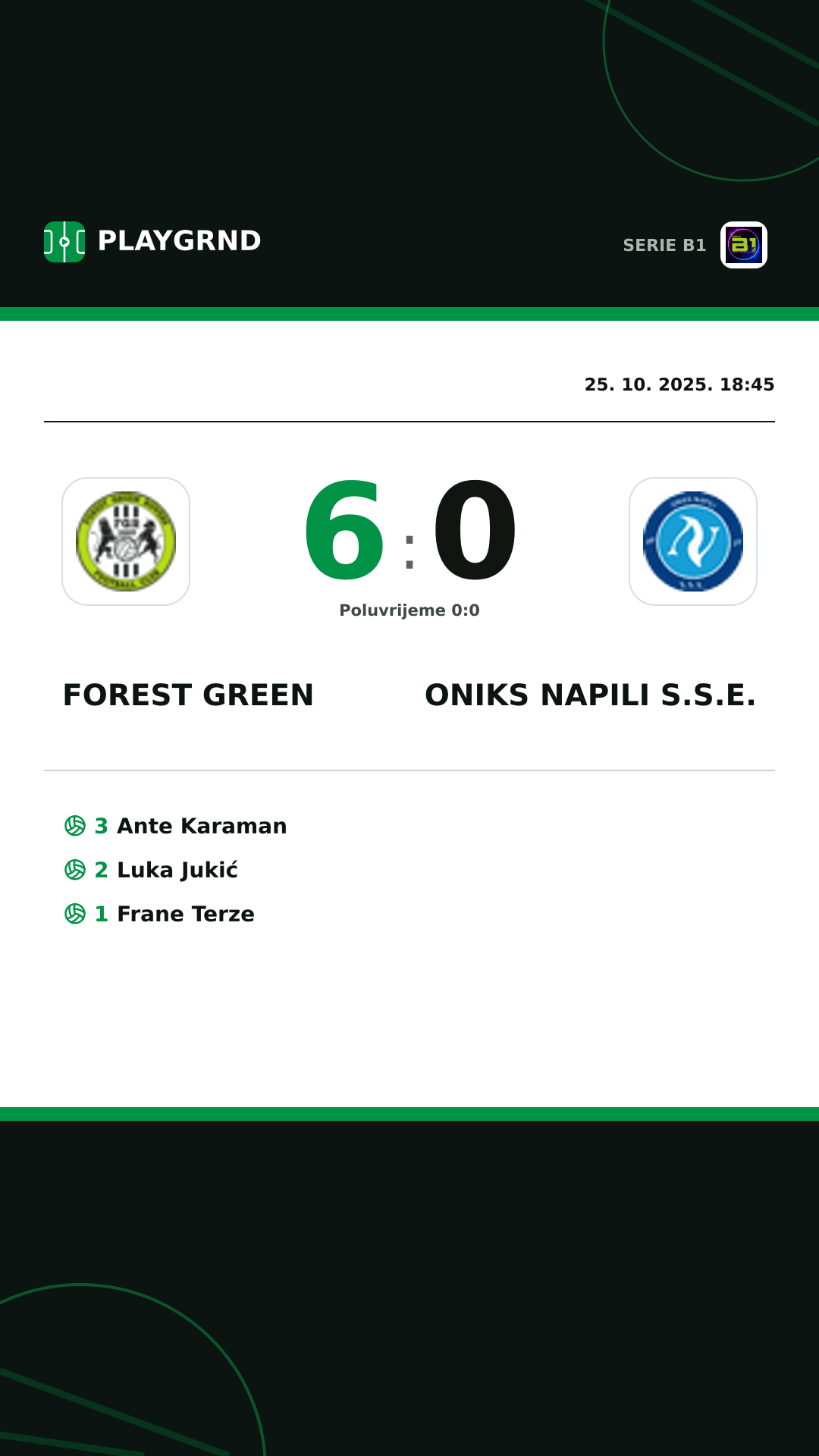 Instagram slika: Forest Green 6:0 Oniks Napili S.S.E.