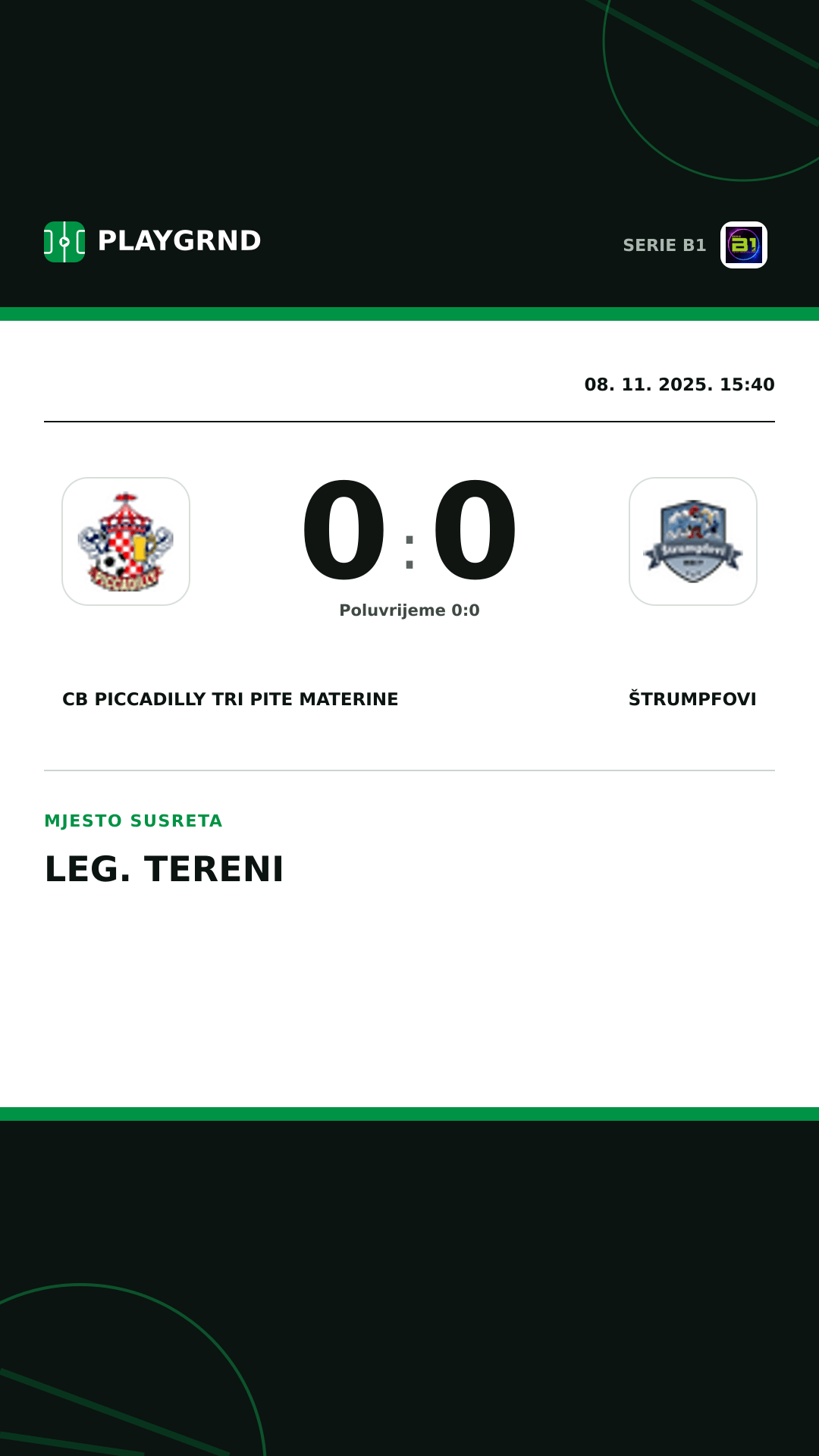 Instagram slika: CB Piccadilly Tri Pite Materine 0:0 Štrumpfovi