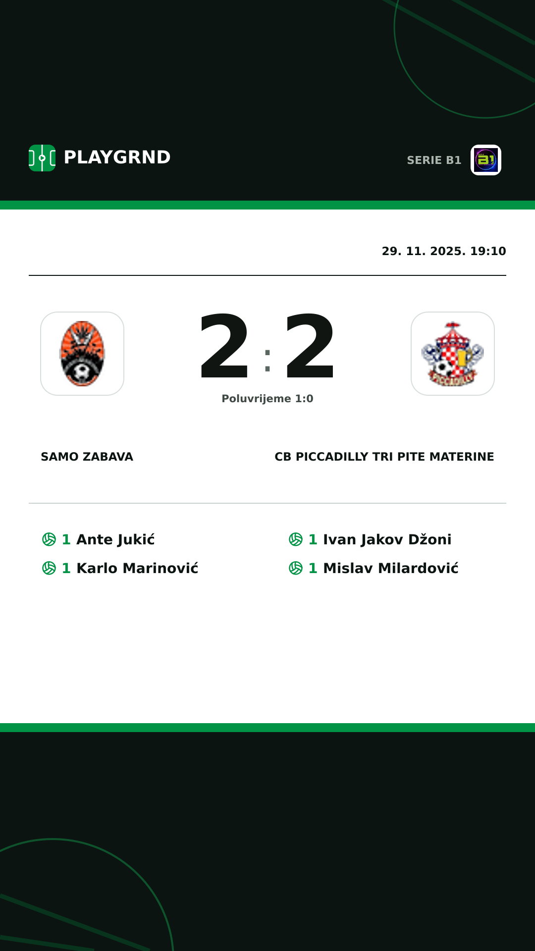 Instagram slika: Samo Zabava 2:2 CB Piccadilly Tri Pite Materine