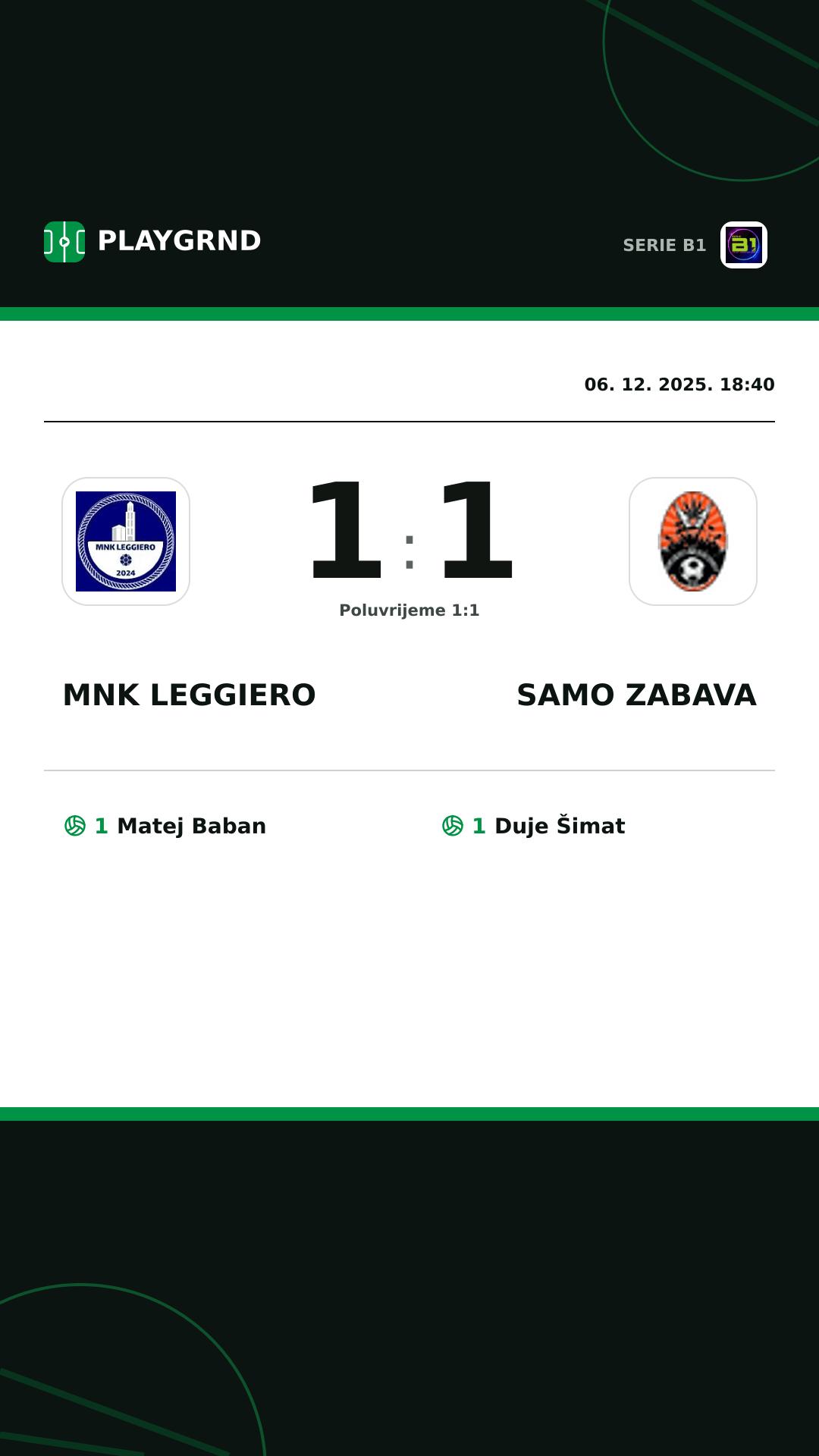 Instagram slika: MNK Leggiero 1:1 Samo Zabava