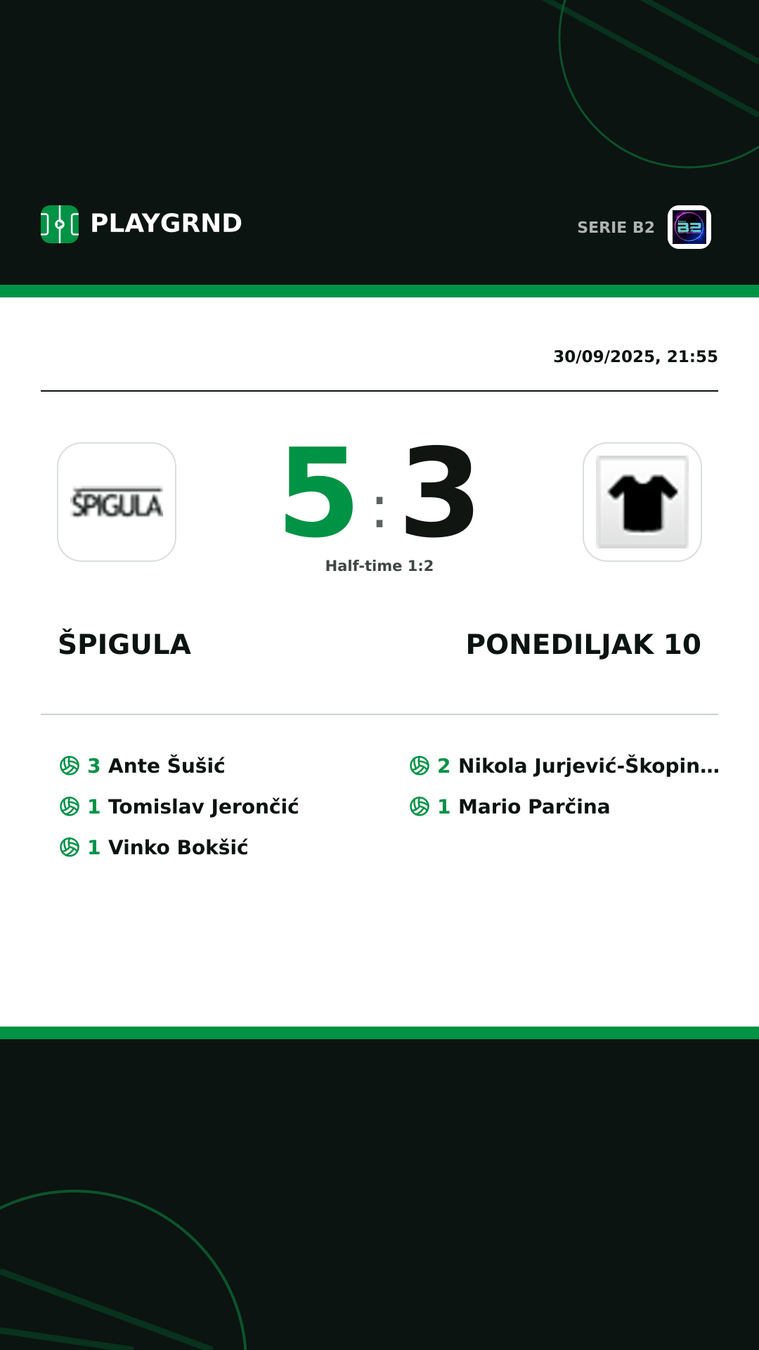 Instagram artwork: Špigula 5:3 Ponediljak 10
