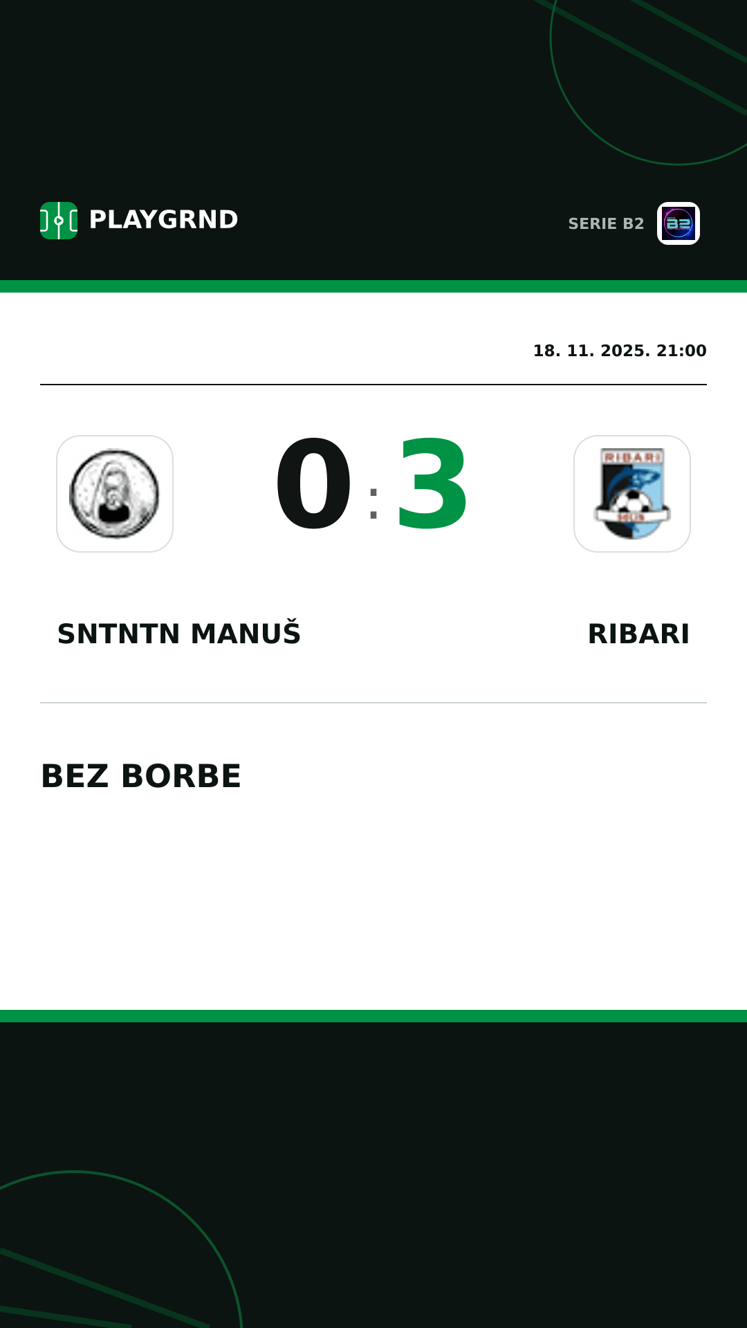 Instagram slika: Sntntn Manuš 0:3 Ribari