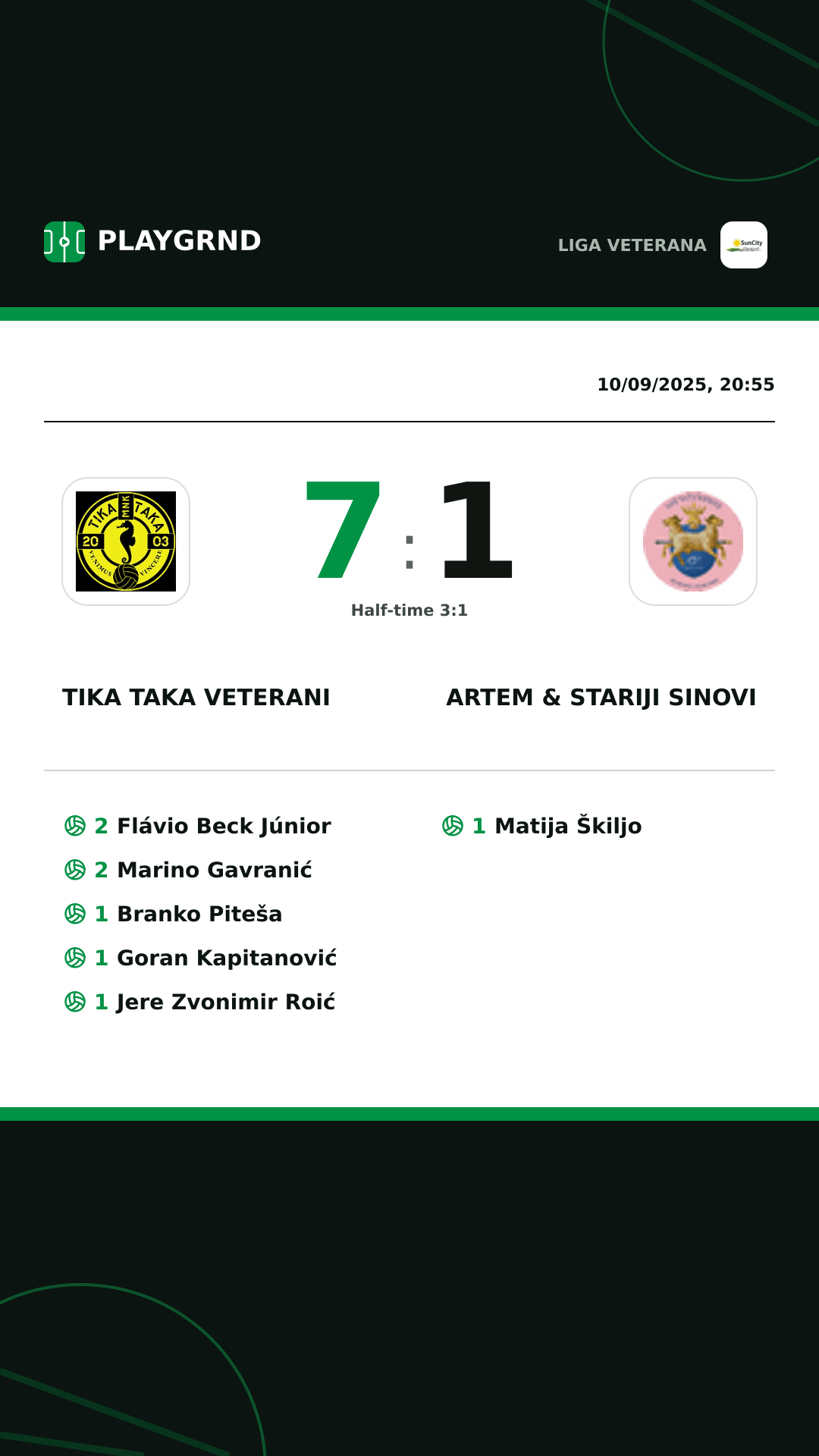 Instagram artwork: Tika Taka Veterani 7:1 Artem & Stariji Sinovi