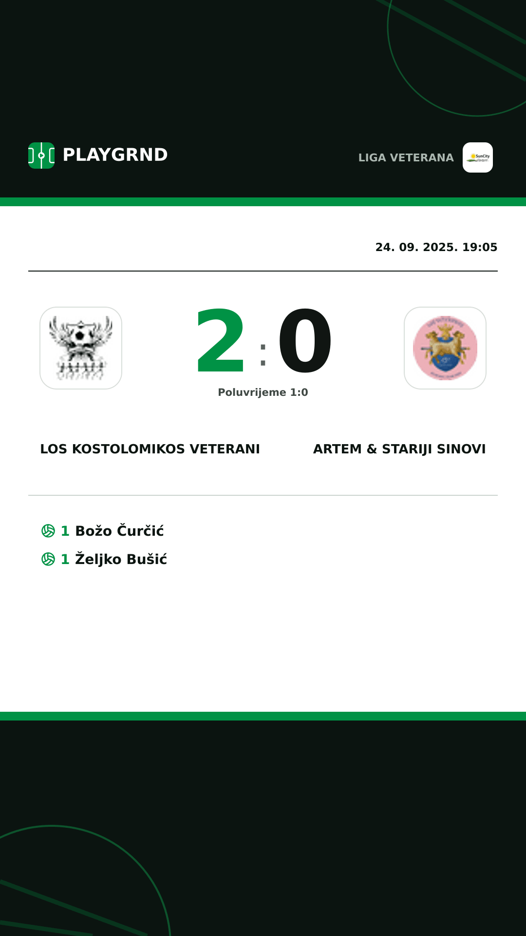 Instagram slika: Los Kostolomikos Veterani 2:0 Artem & Stariji Sinovi