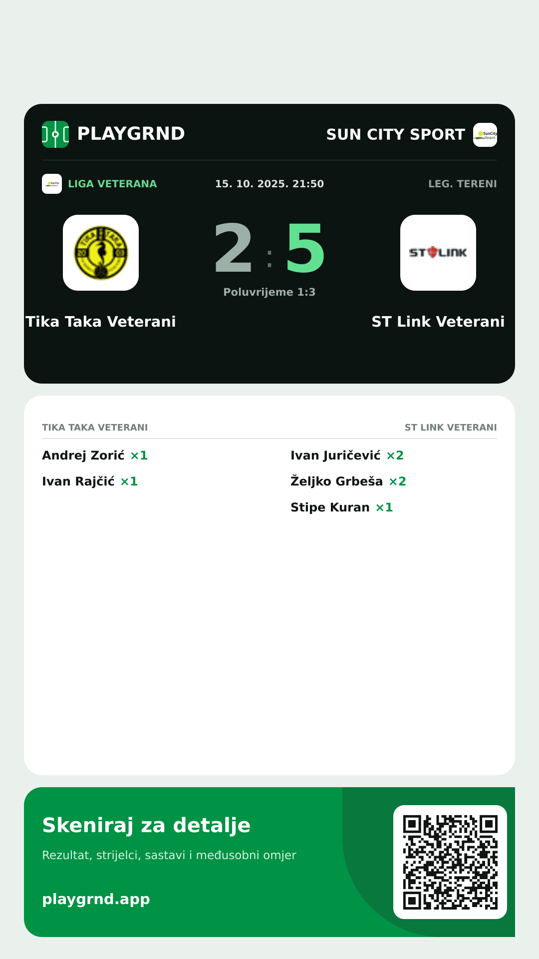 Story slika: Tika Taka Veterani 2:5 ST Link Veterani