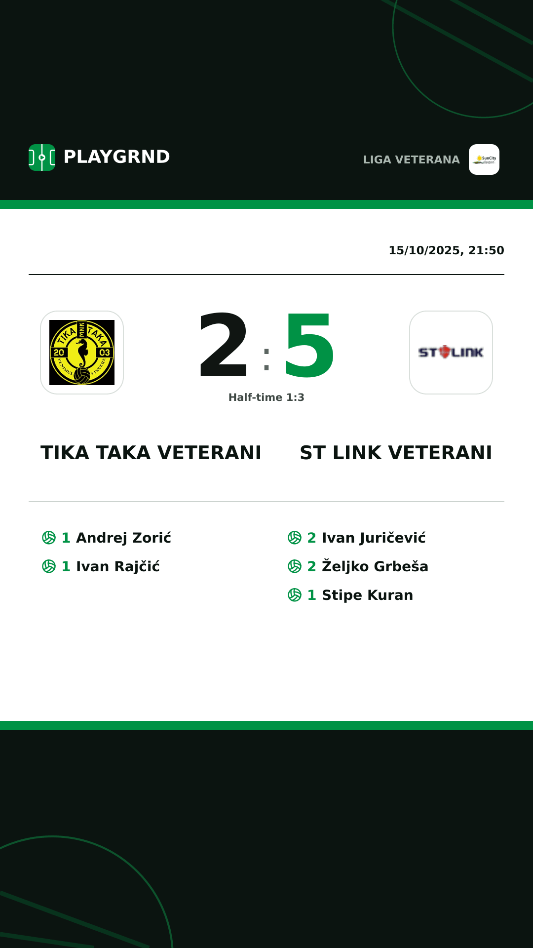 Instagram artwork: Tika Taka Veterani 2:5 ST Link Veterani