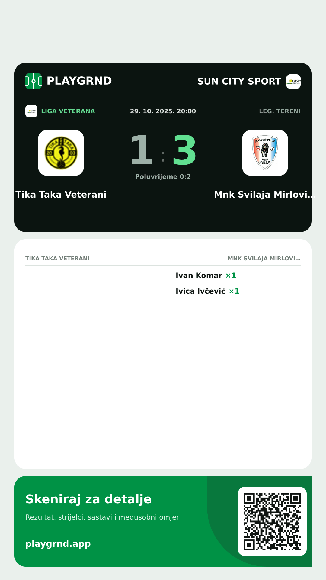 Story slika: Tika Taka Veterani 1:3 Mnk Svilaja Mirlović Polje