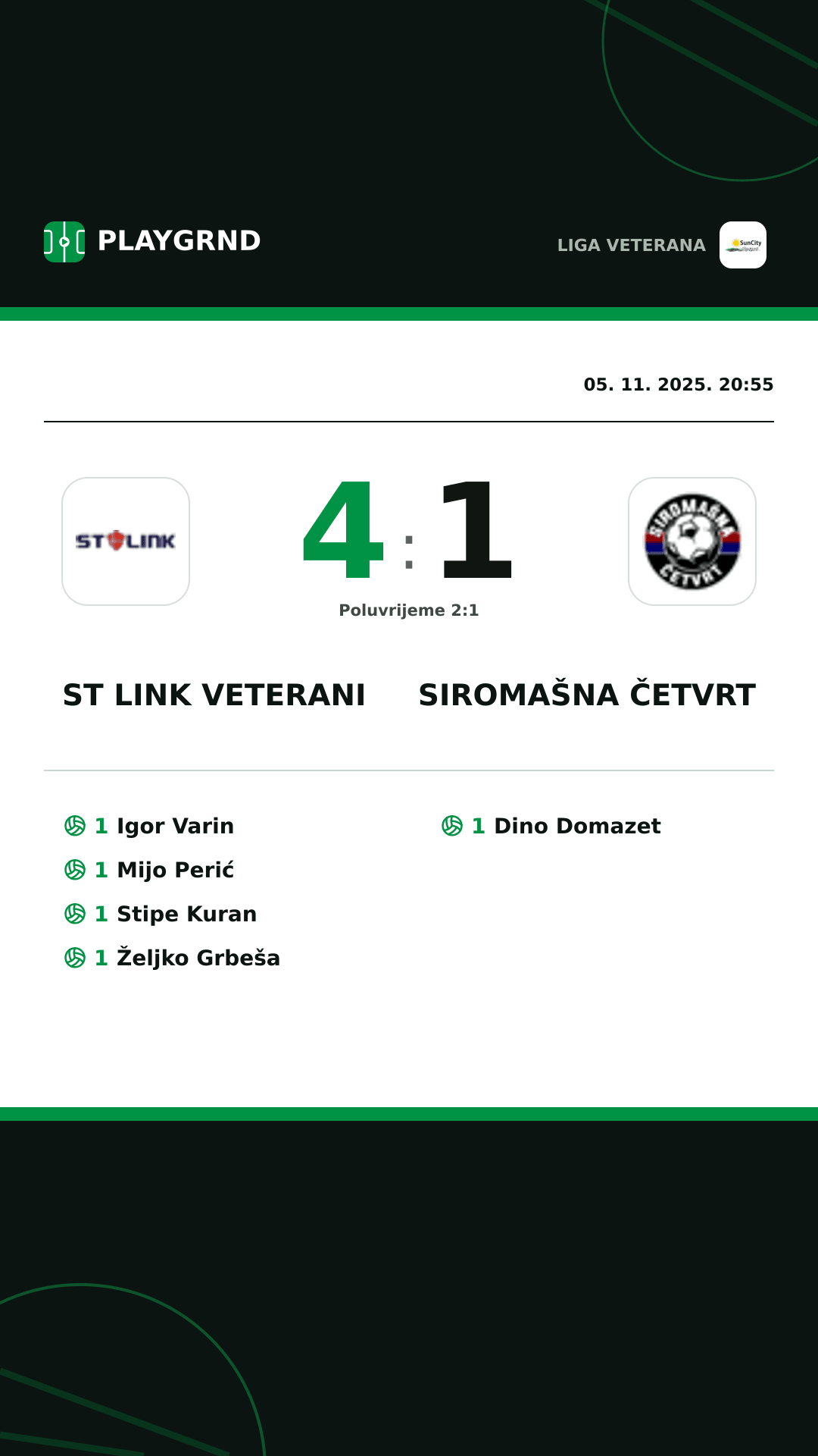 Instagram slika: ST Link Veterani 4:1 Siromašna Četvrt