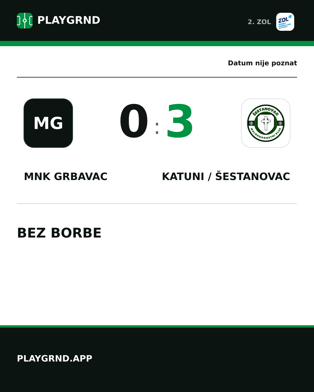 Instagram slika: MNK Grbavac 0:3 Katuni / Šestanovac
