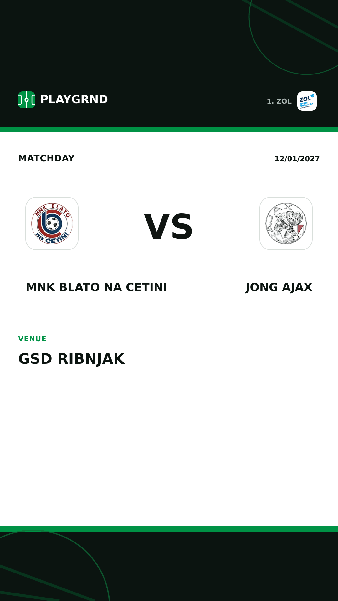 Instagram artwork: MNK Blato na Cetini vs Jong Ajax