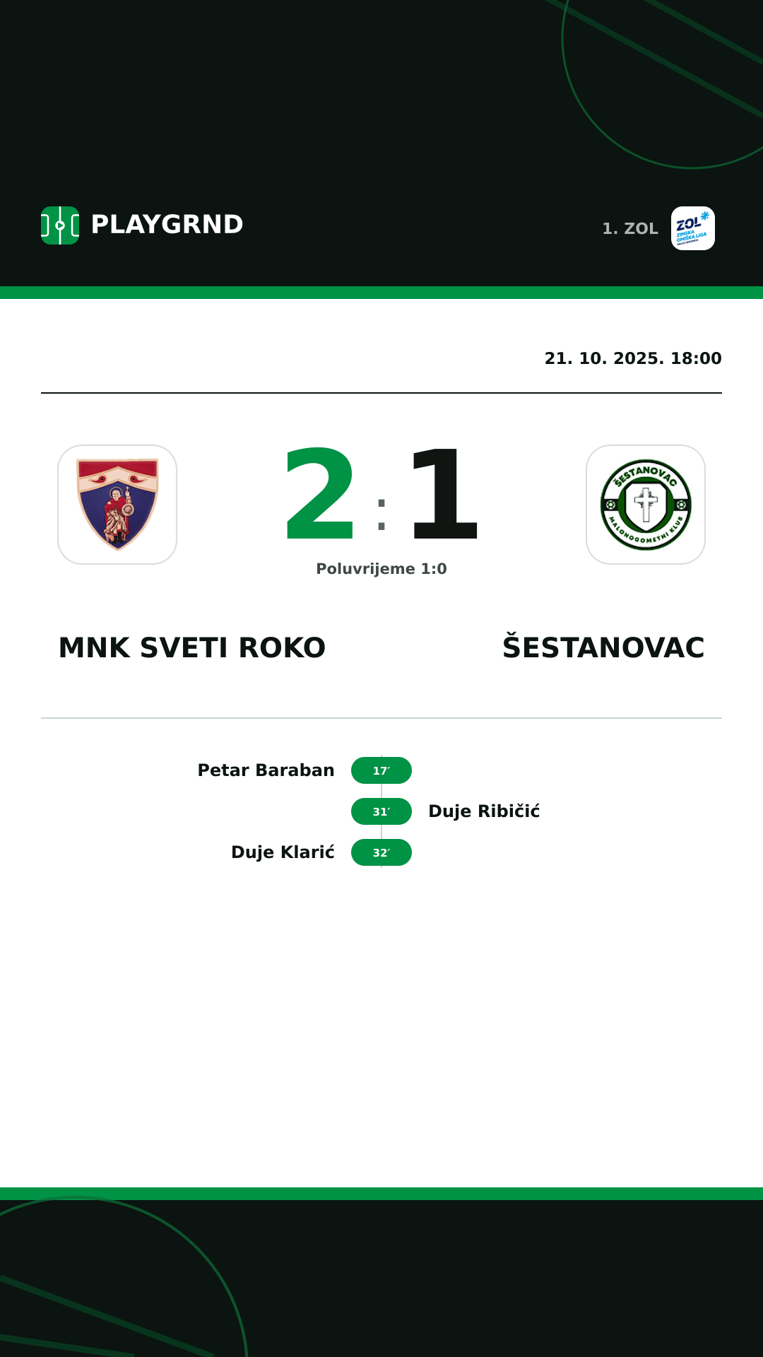 Instagram slika: MNK Sveti Roko 2:1 Šestanovac