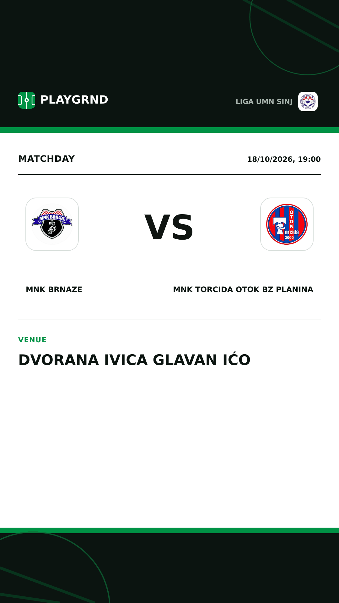 Instagram artwork: MNK Brnaze vs MNK Torcida Otok BZ Planina