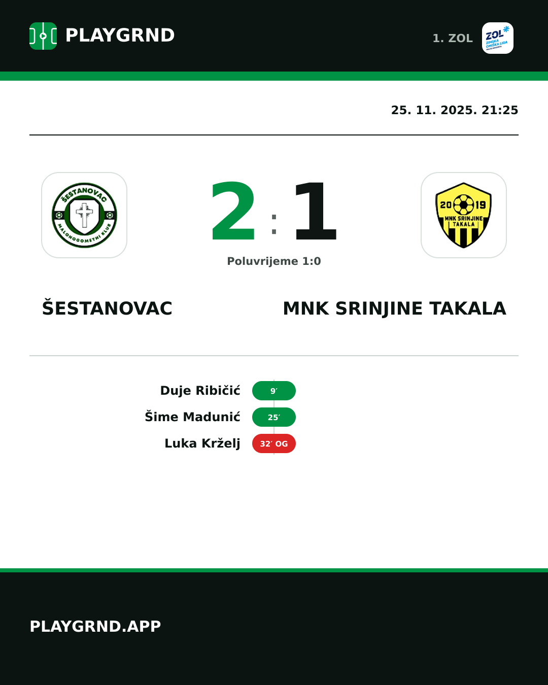 Instagram slika: Šestanovac 2:1 MNK Srinjine Takala