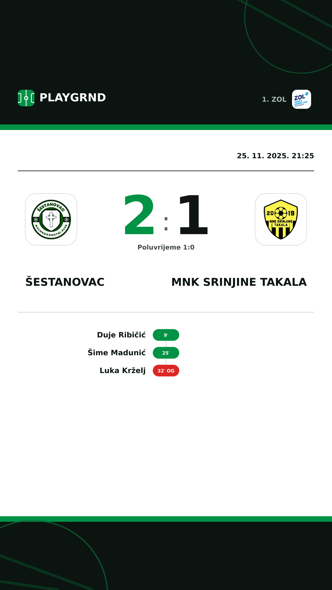 Instagram slika: Šestanovac 2:1 MNK Srinjine Takala