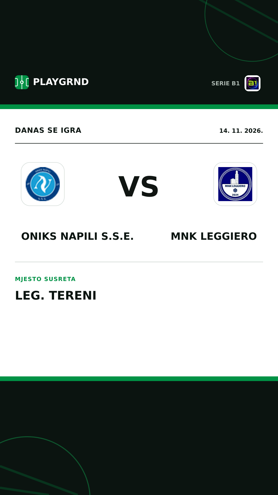 Instagram slika: Oniks Napili S.S.E. vs MNK Leggiero