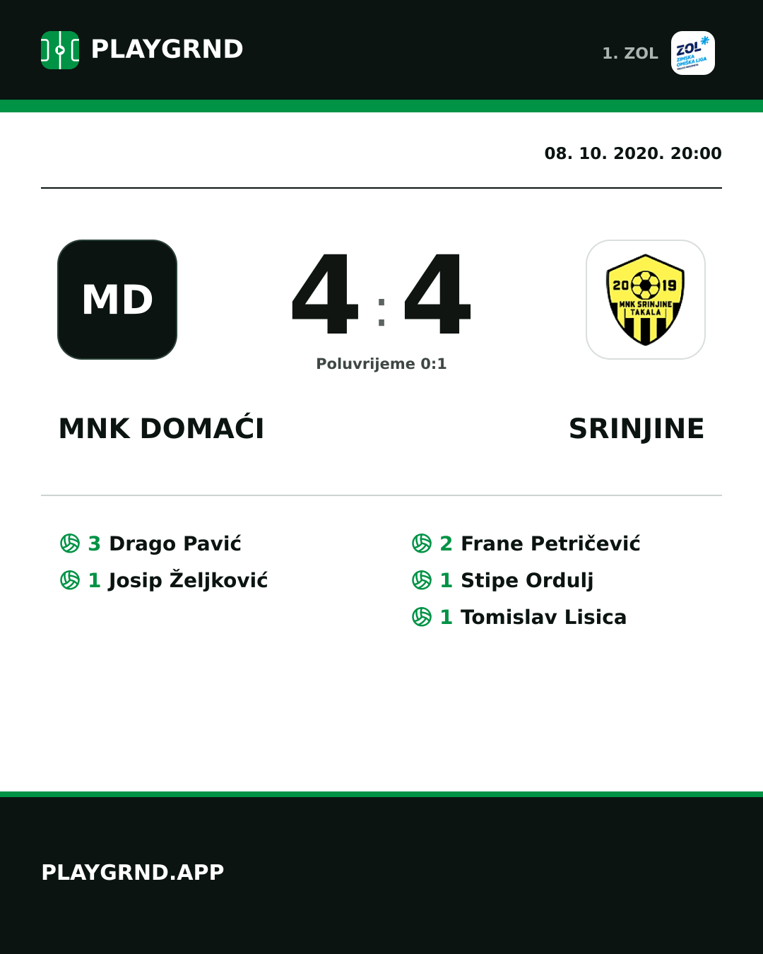 Instagram slika: MNK Domaći 4:4 Srinjine