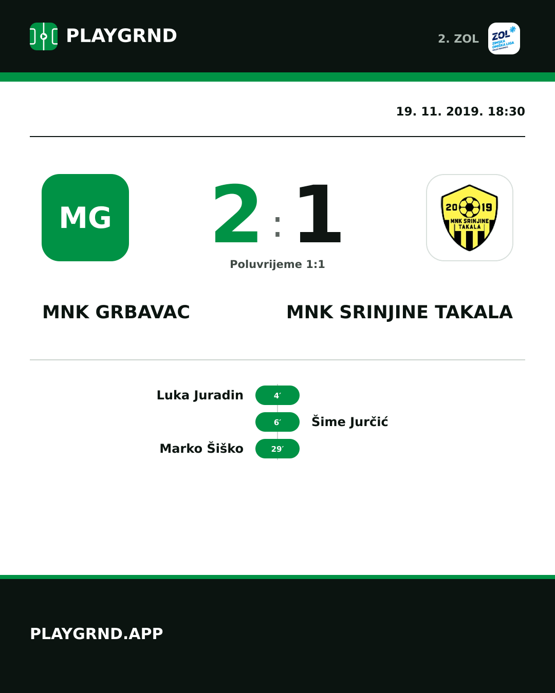 Instagram slika: MNK Grbavac 2:1 MNK Srinjine Takala