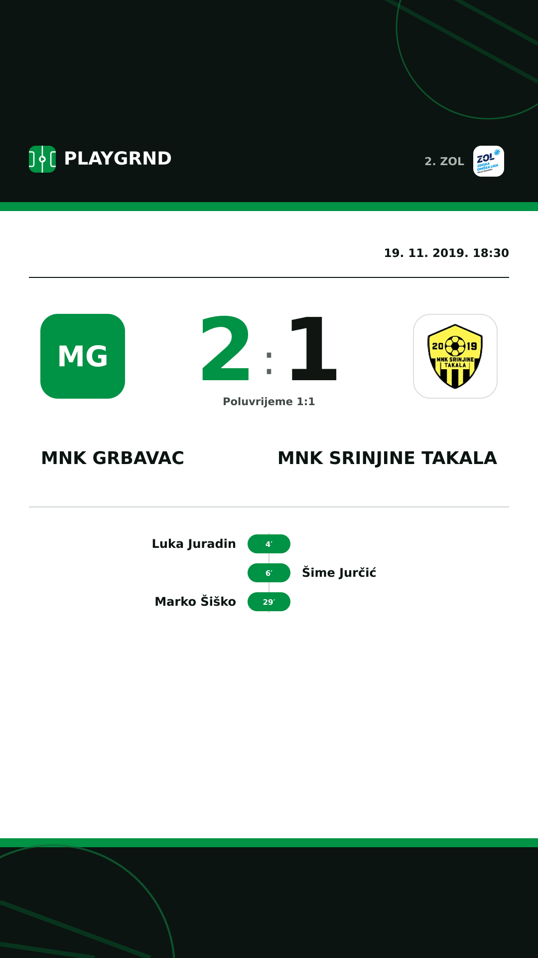 Instagram slika: MNK Grbavac 2:1 MNK Srinjine Takala