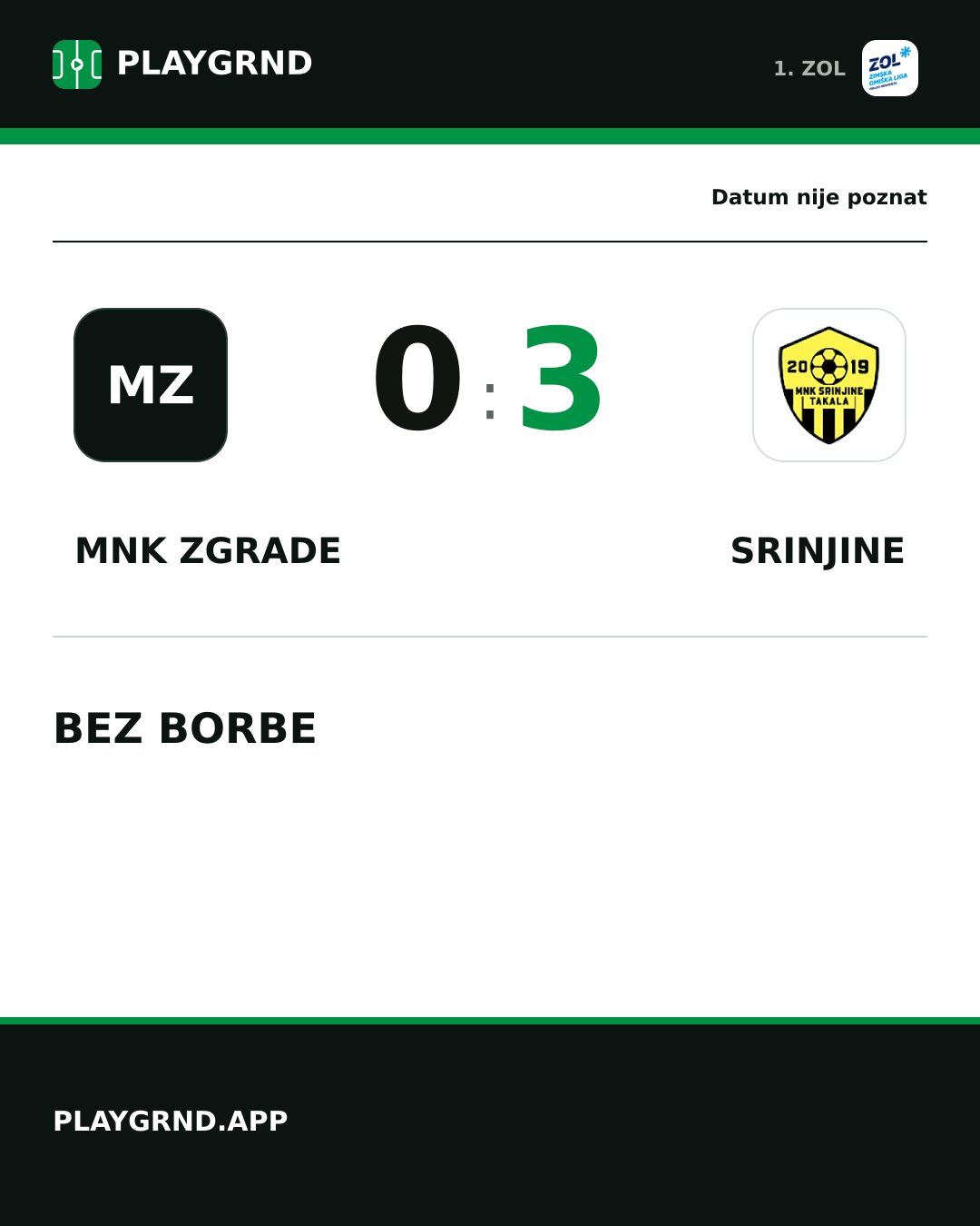 Instagram slika: MNK Zgrade 0:3 Srinjine