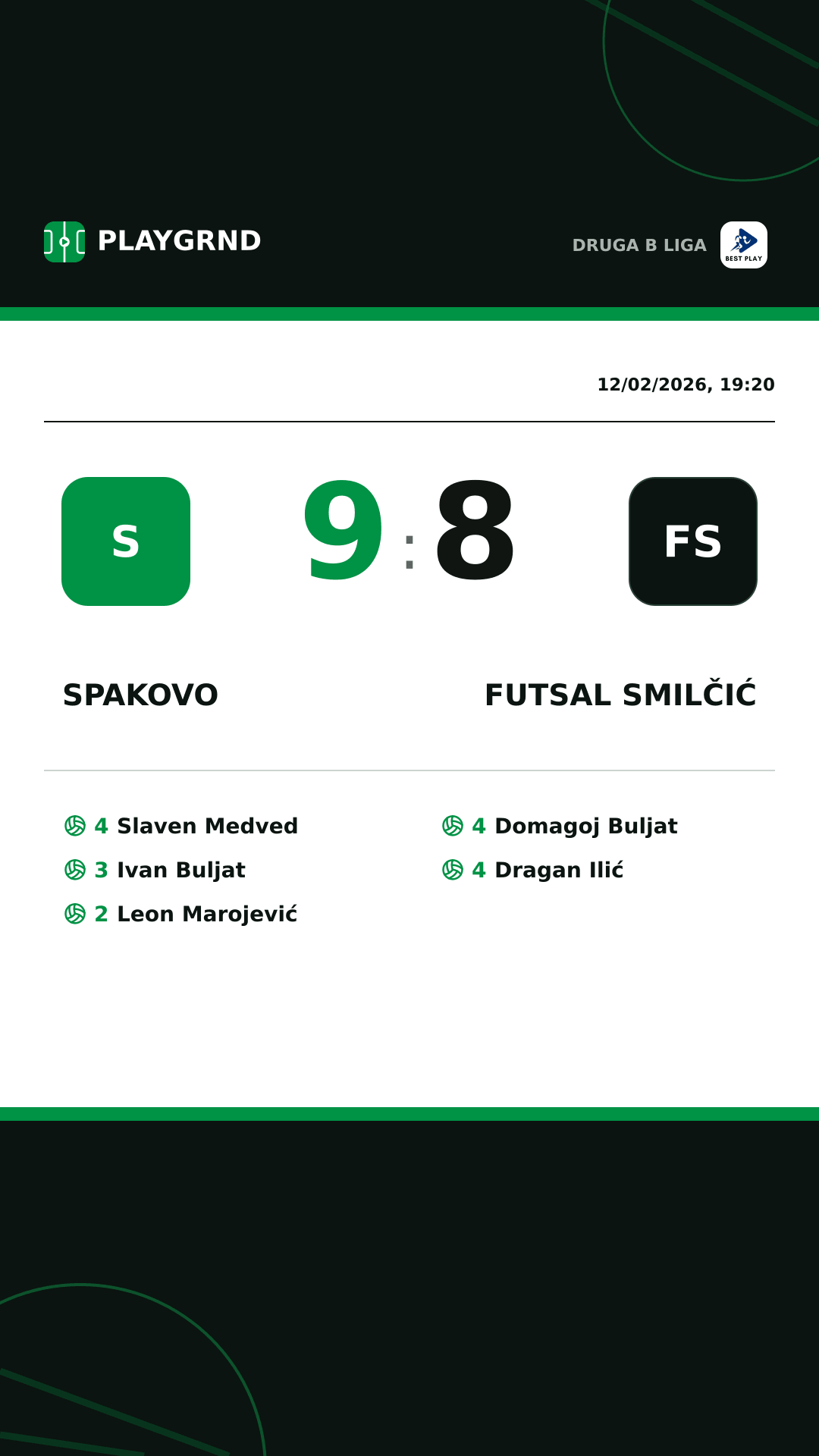 Instagram artwork: Spakovo 9:8 Futsal Smilčić