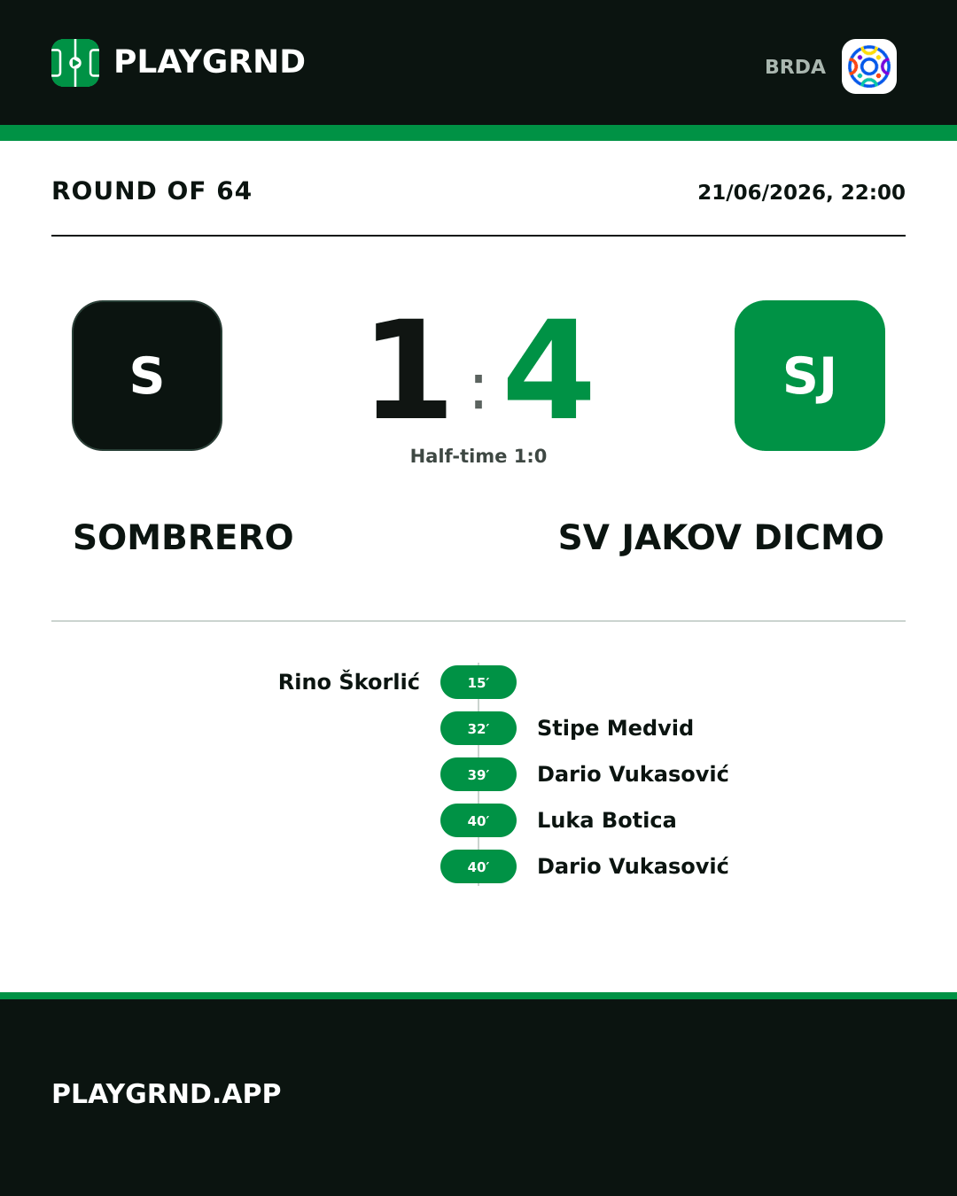 Instagram artwork: Sombrero 1:4 SV Jakov Dicmo