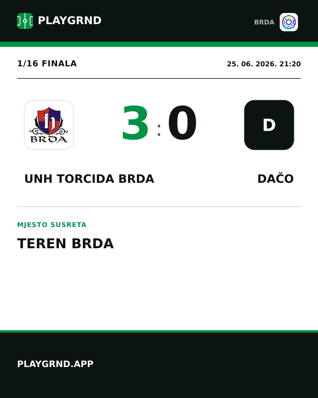 Instagram slika: UNH Torcida Brda 3:0 Dačo