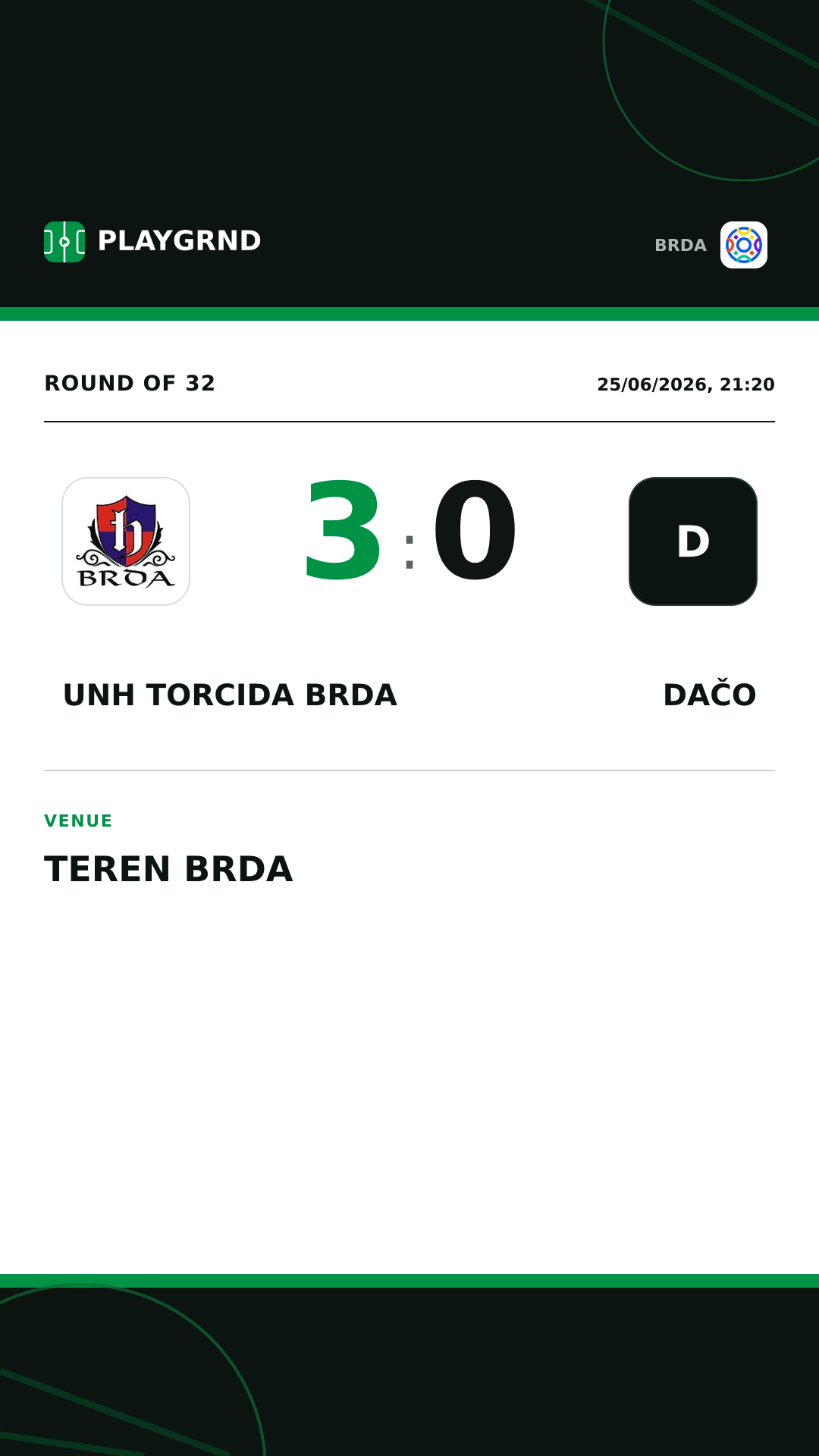 Instagram artwork: UNH Torcida Brda 3:0 Dačo