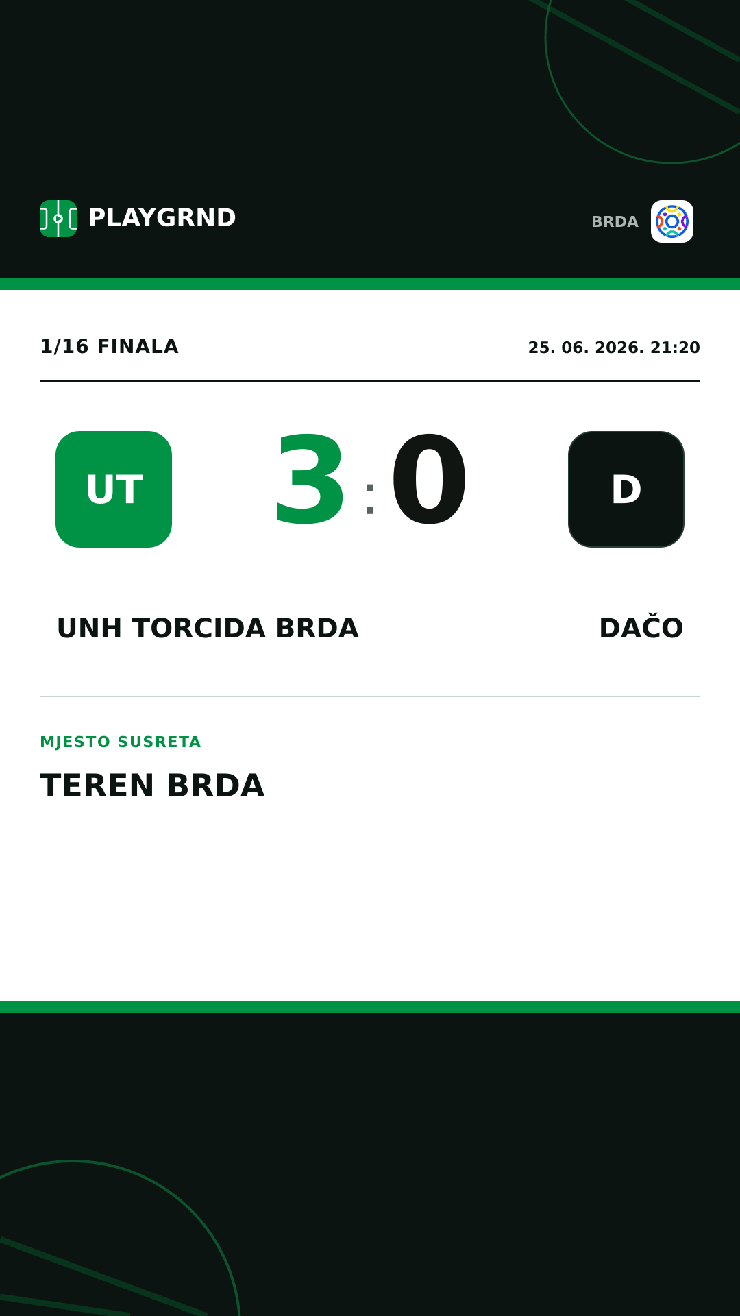 Instagram slika: UNH Torcida Brda 3:0 Dačo