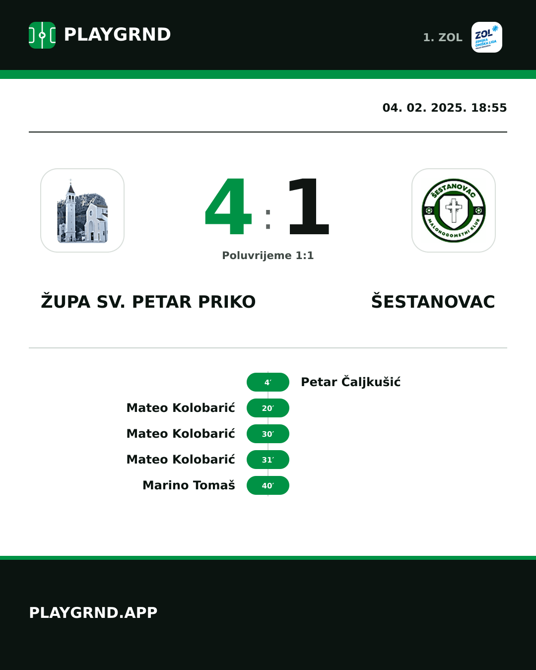 Instagram slika: Župa Sv. Petar Priko 4:1 Šestanovac