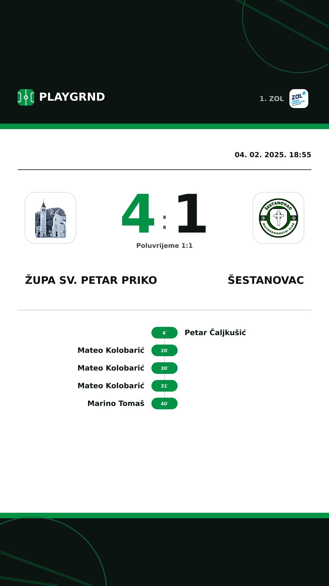 Instagram slika: Župa Sv. Petar Priko 4:1 Šestanovac