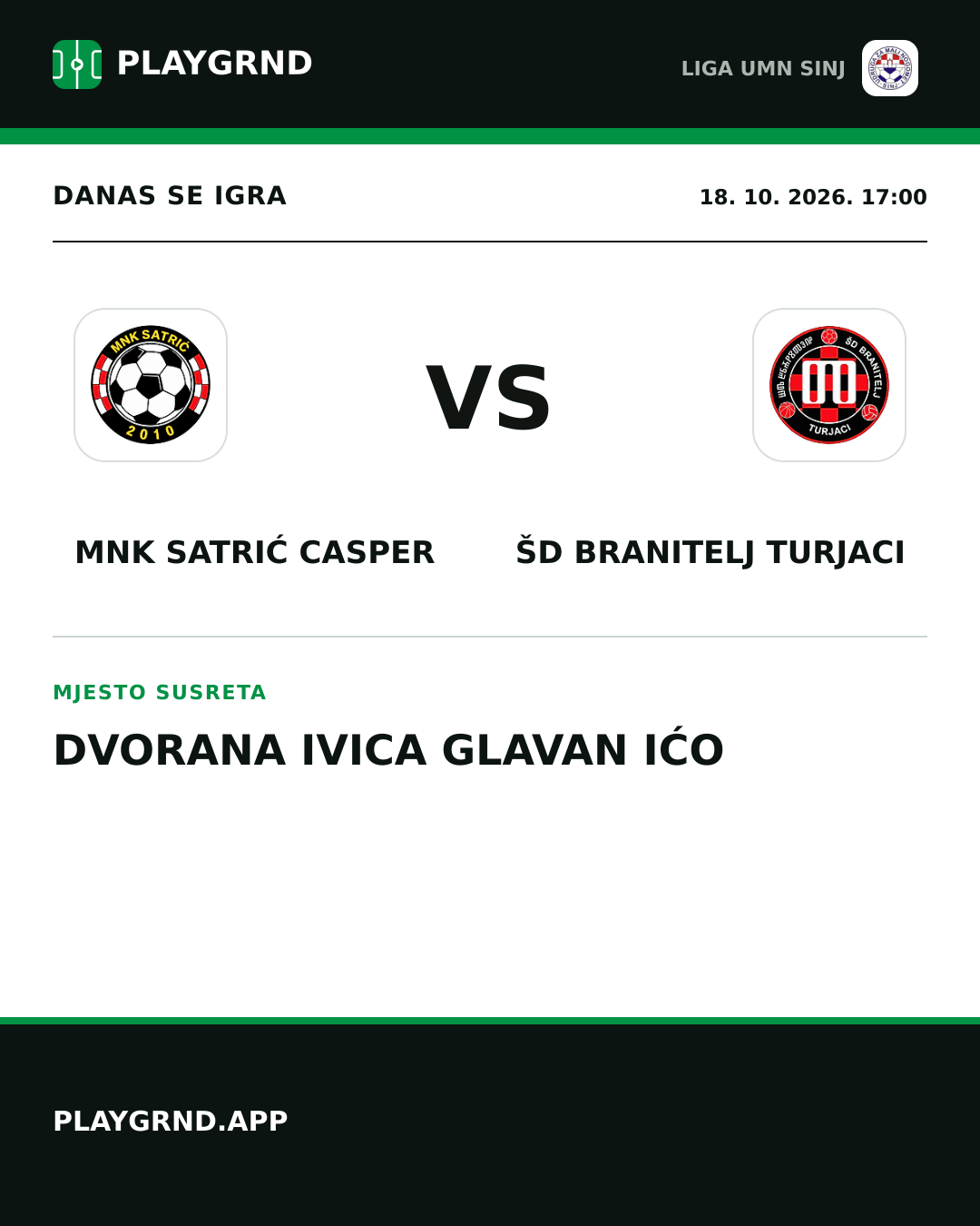 Instagram slika: MNK Satrić Casper vs ŠD Branitelj Turjaci