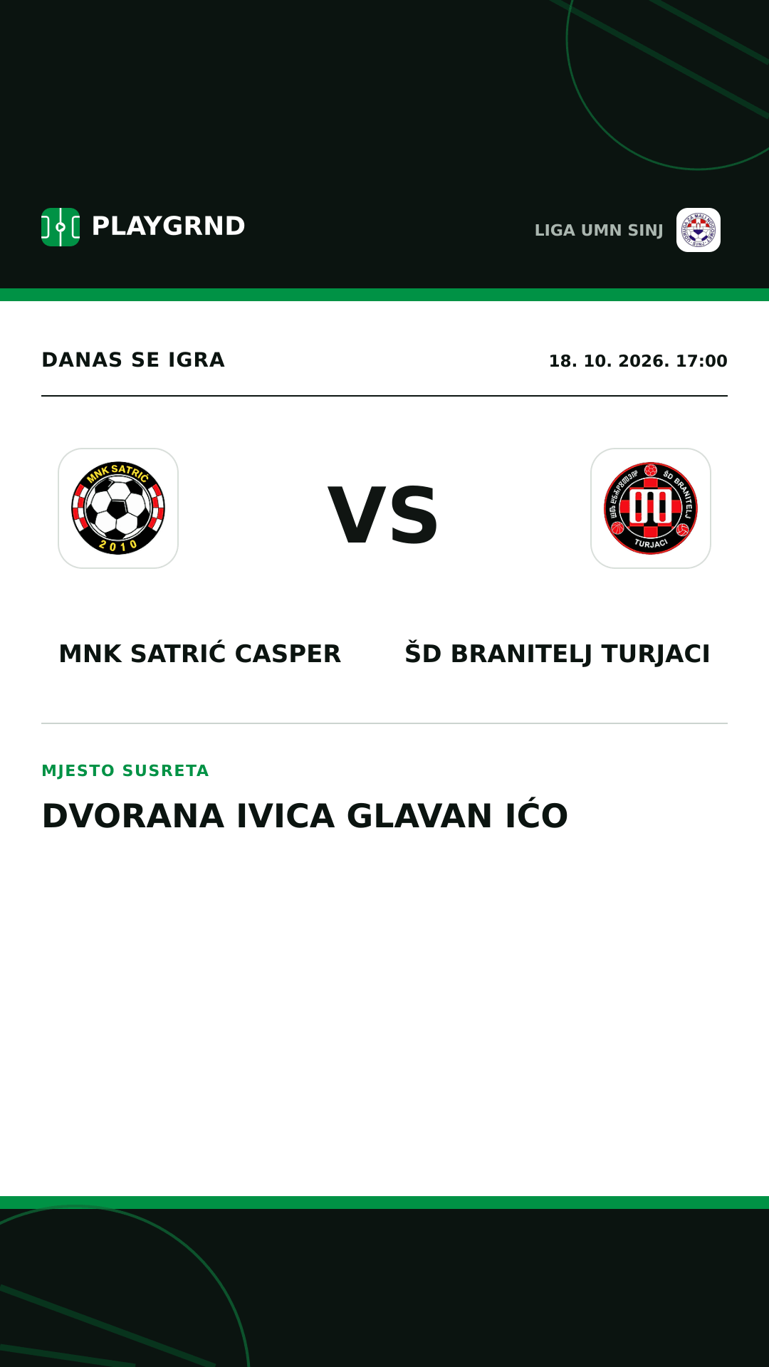 Instagram slika: MNK Satrić Casper vs ŠD Branitelj Turjaci