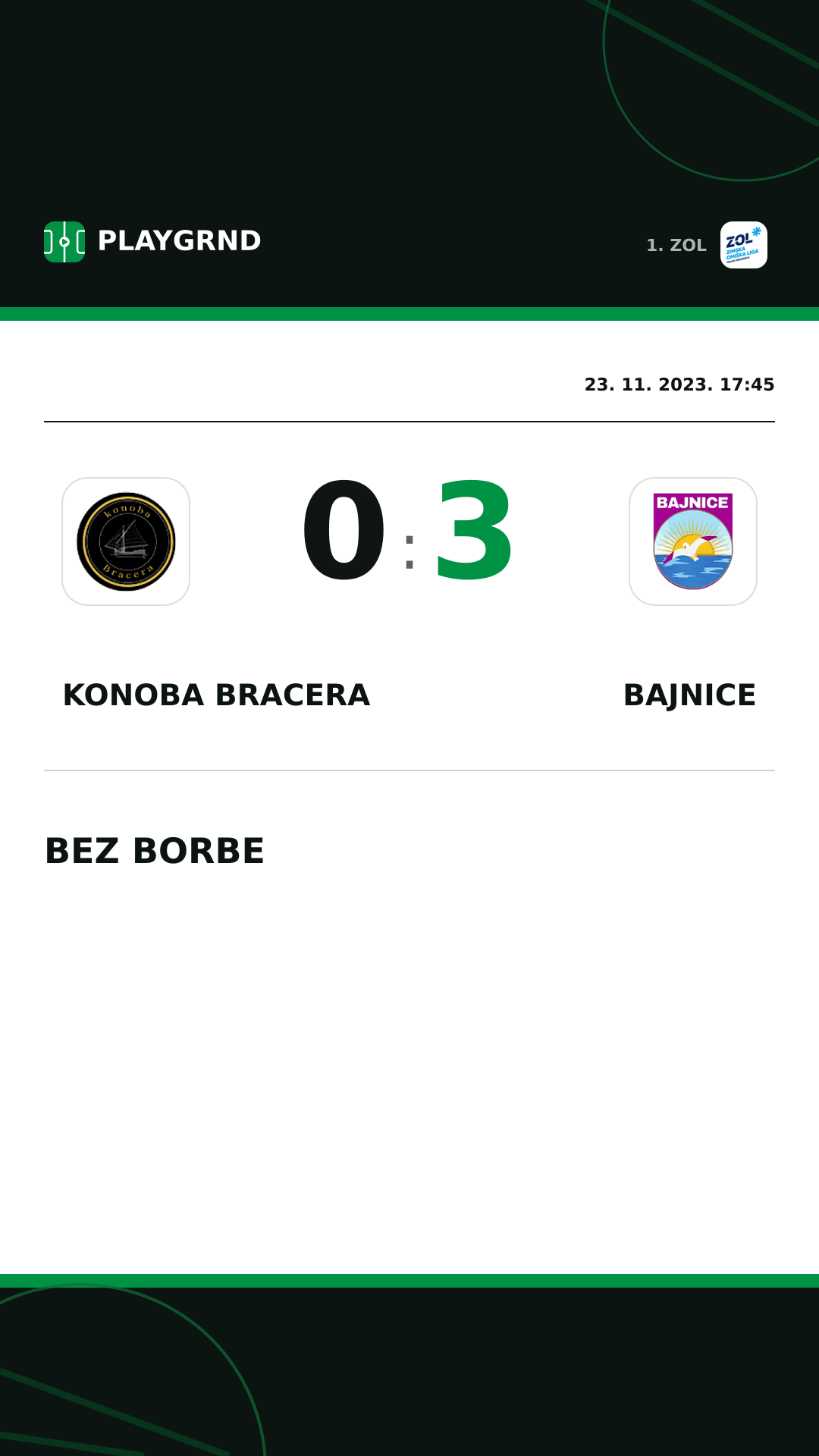 Instagram slika: Konoba Bracera 0:3 Bajnice