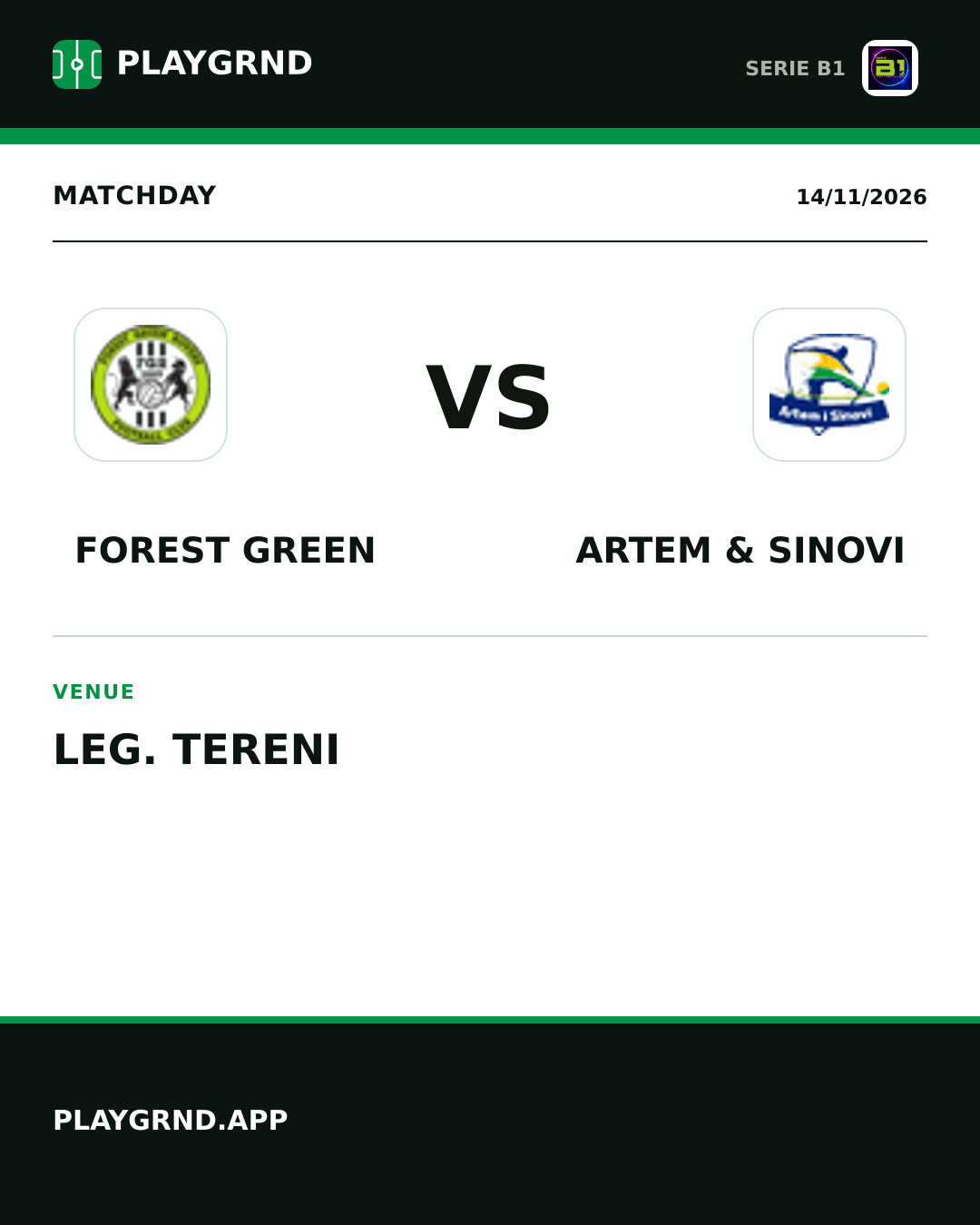 Instagram artwork: Forest Green vs Artem & Sinovi