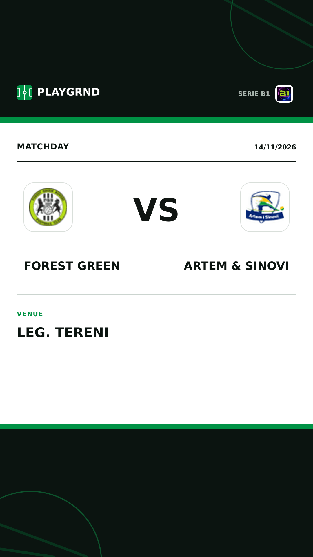 Instagram artwork: Forest Green vs Artem & Sinovi