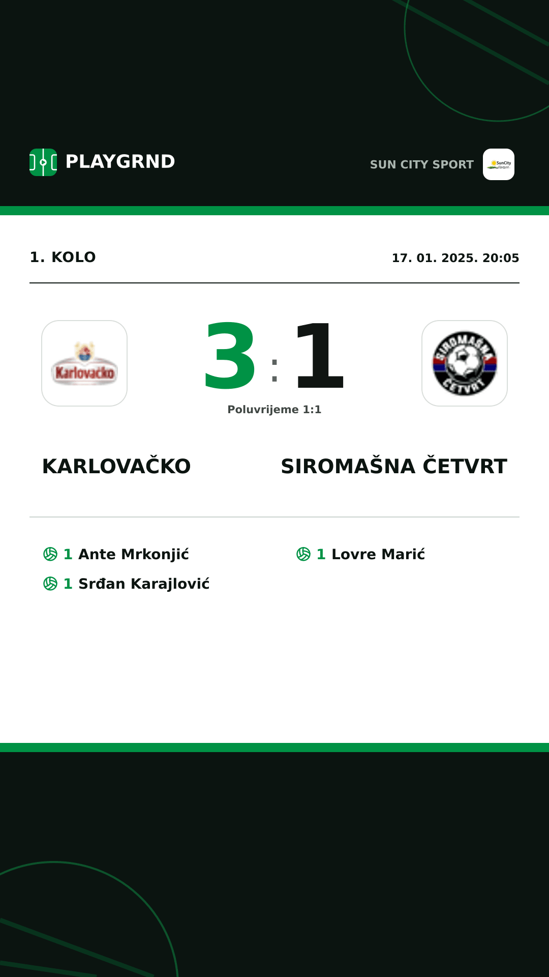 Instagram slika: Karlovačko 3:1 Siromašna Četvrt