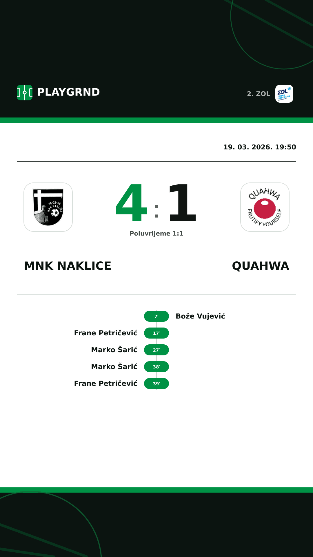 Instagram slika: MNK Naklice 4:1 QUAHWA