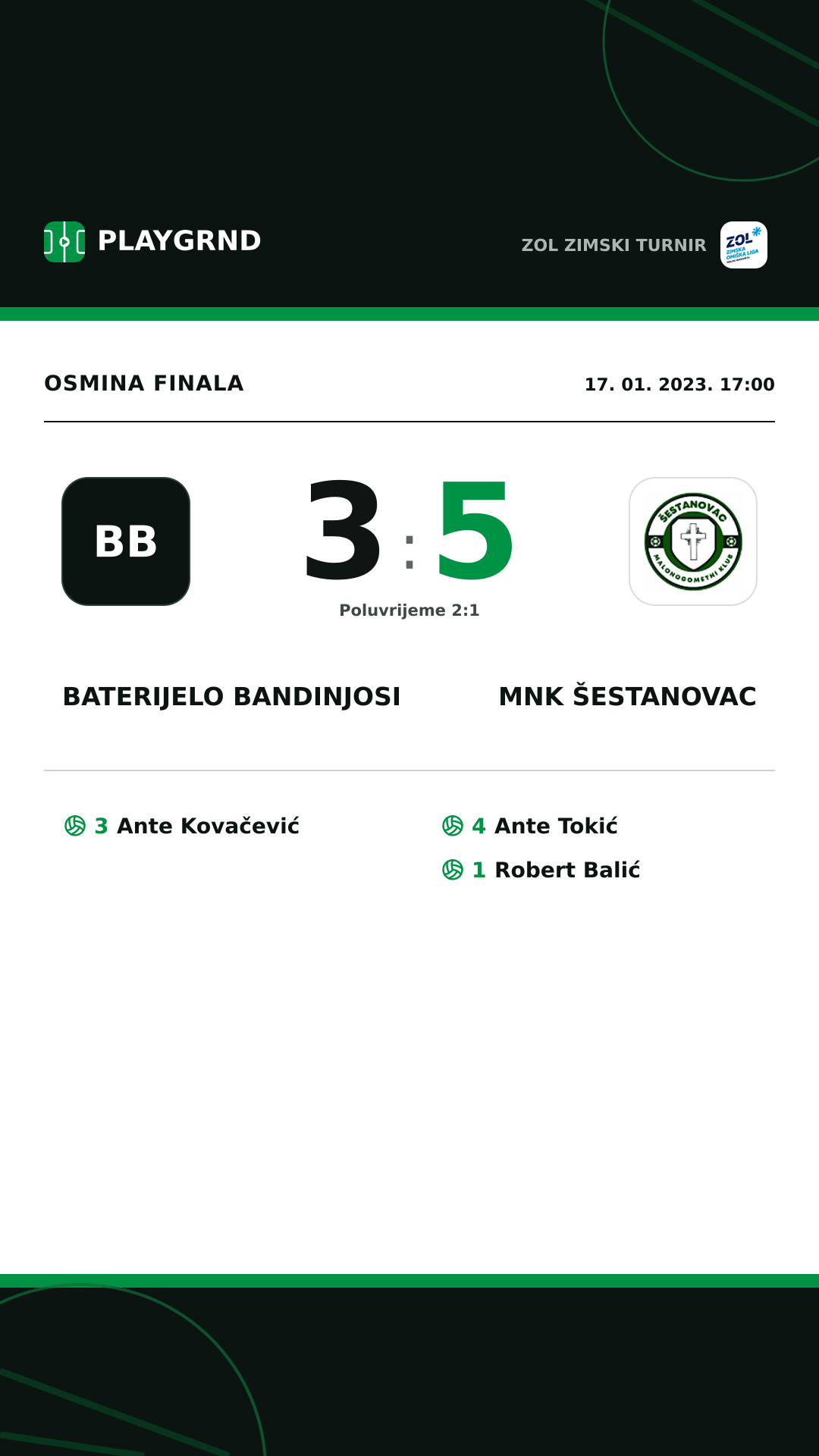 Instagram slika: Baterijelo Bandinjosi 3:5 Mnk Šestanovac