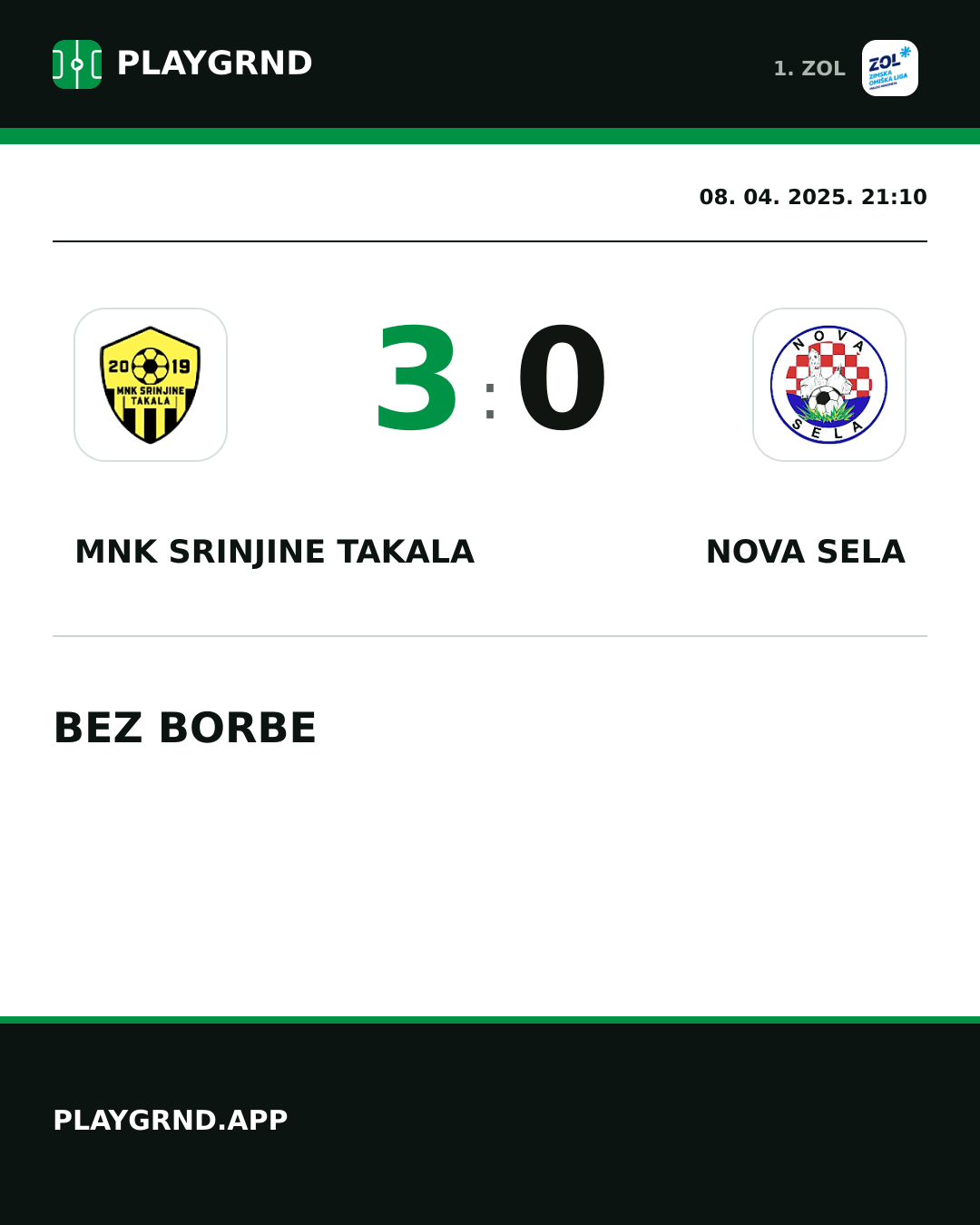 Instagram slika: MNK Srinjine Takala 3:0 Nova Sela