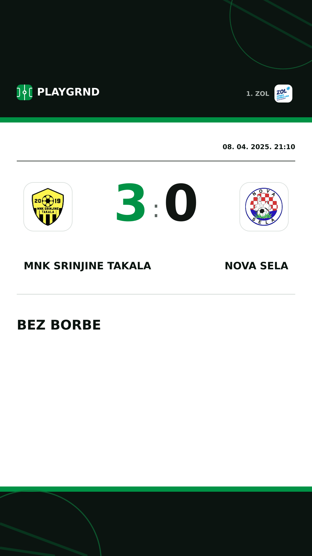 Instagram slika: MNK Srinjine Takala 3:0 Nova Sela