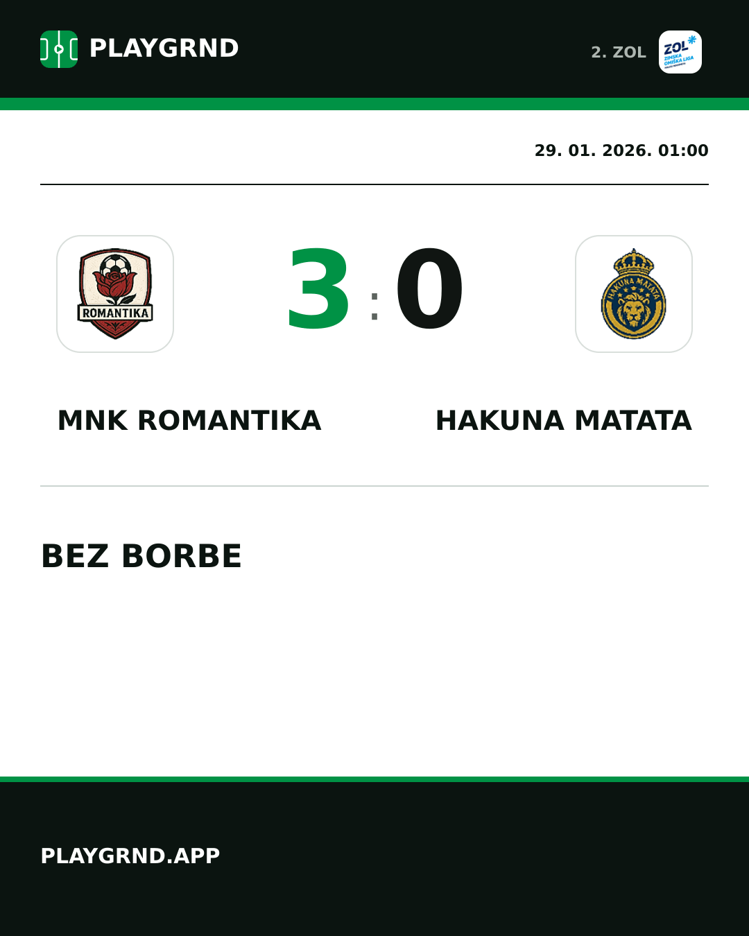 Instagram slika: MNK Romantika 3:0 Hakuna Matata