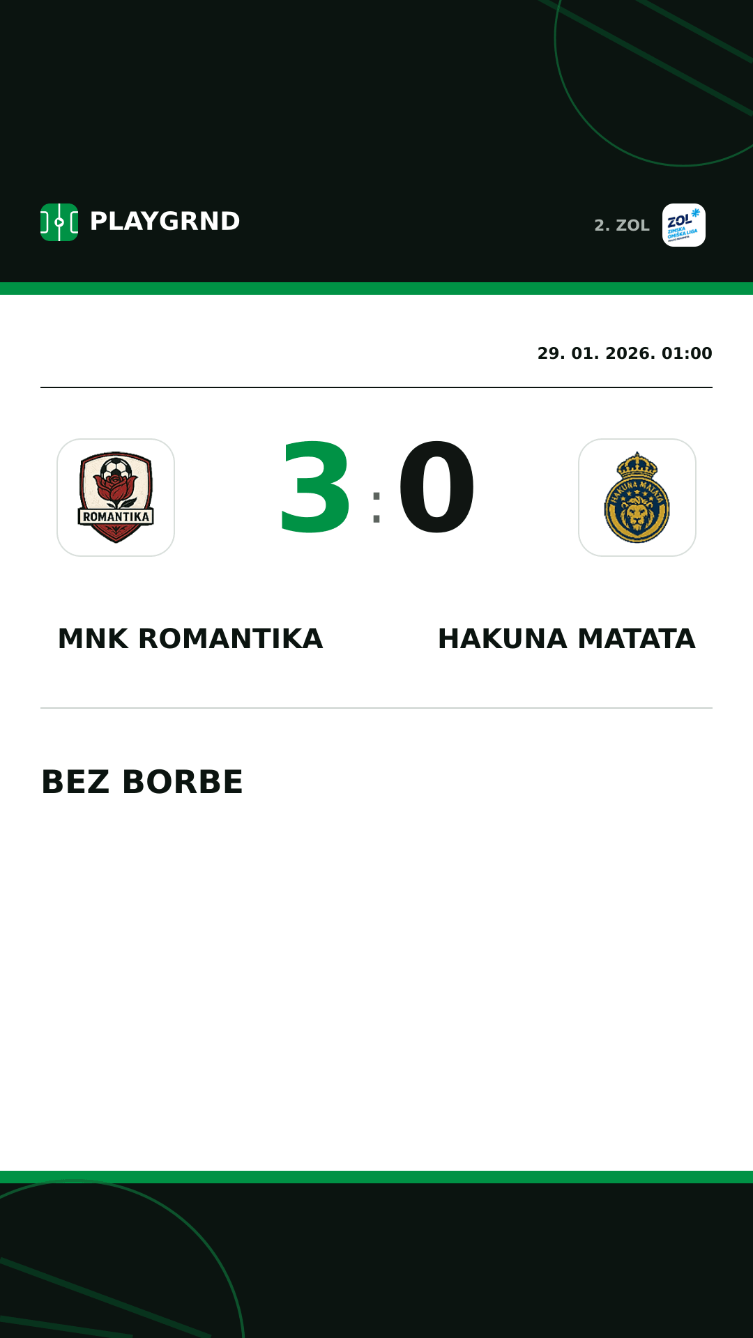 Instagram slika: MNK Romantika 3:0 Hakuna Matata