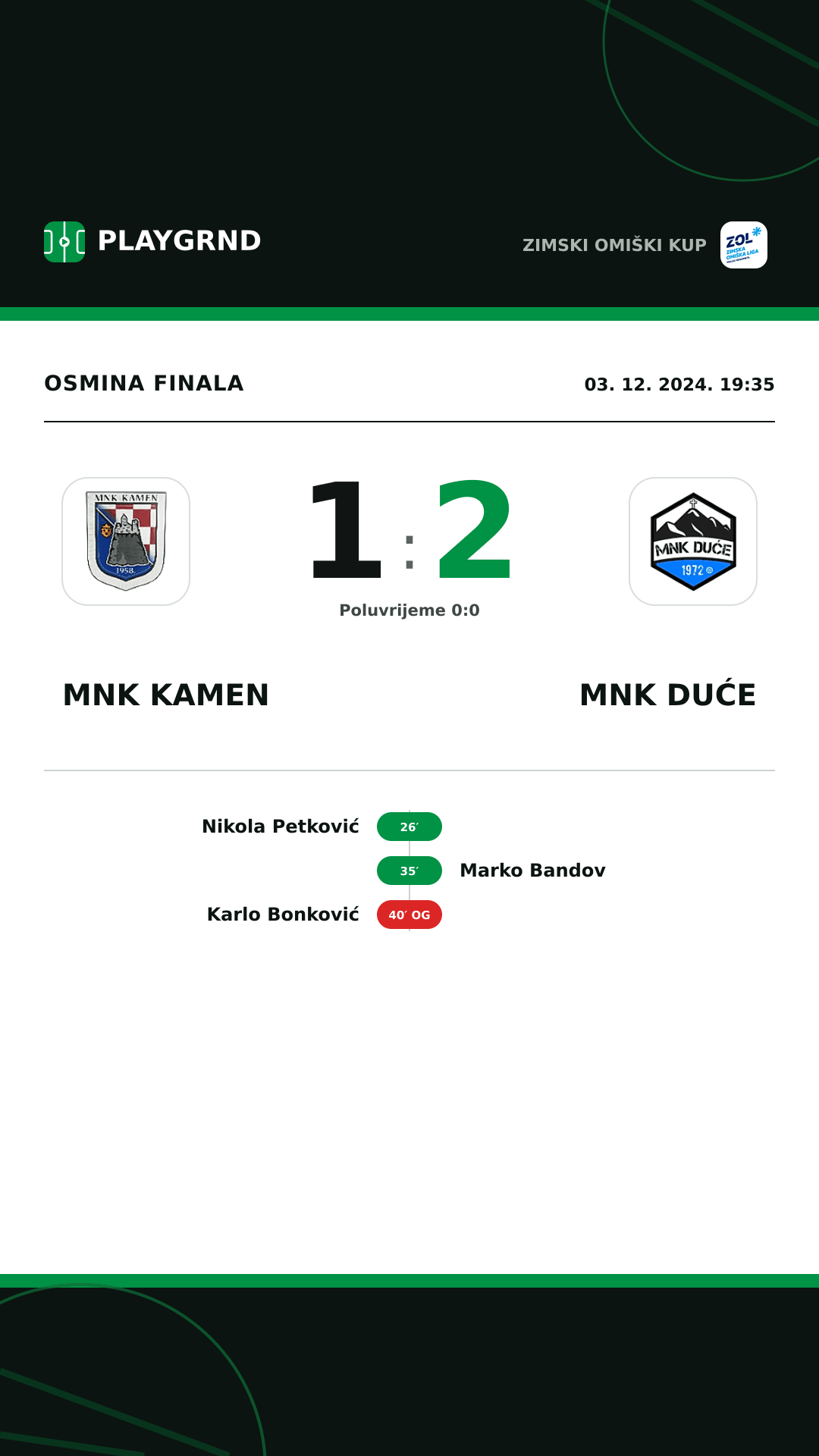 Instagram slika: MNK Kamen 1:2 MNK Duće