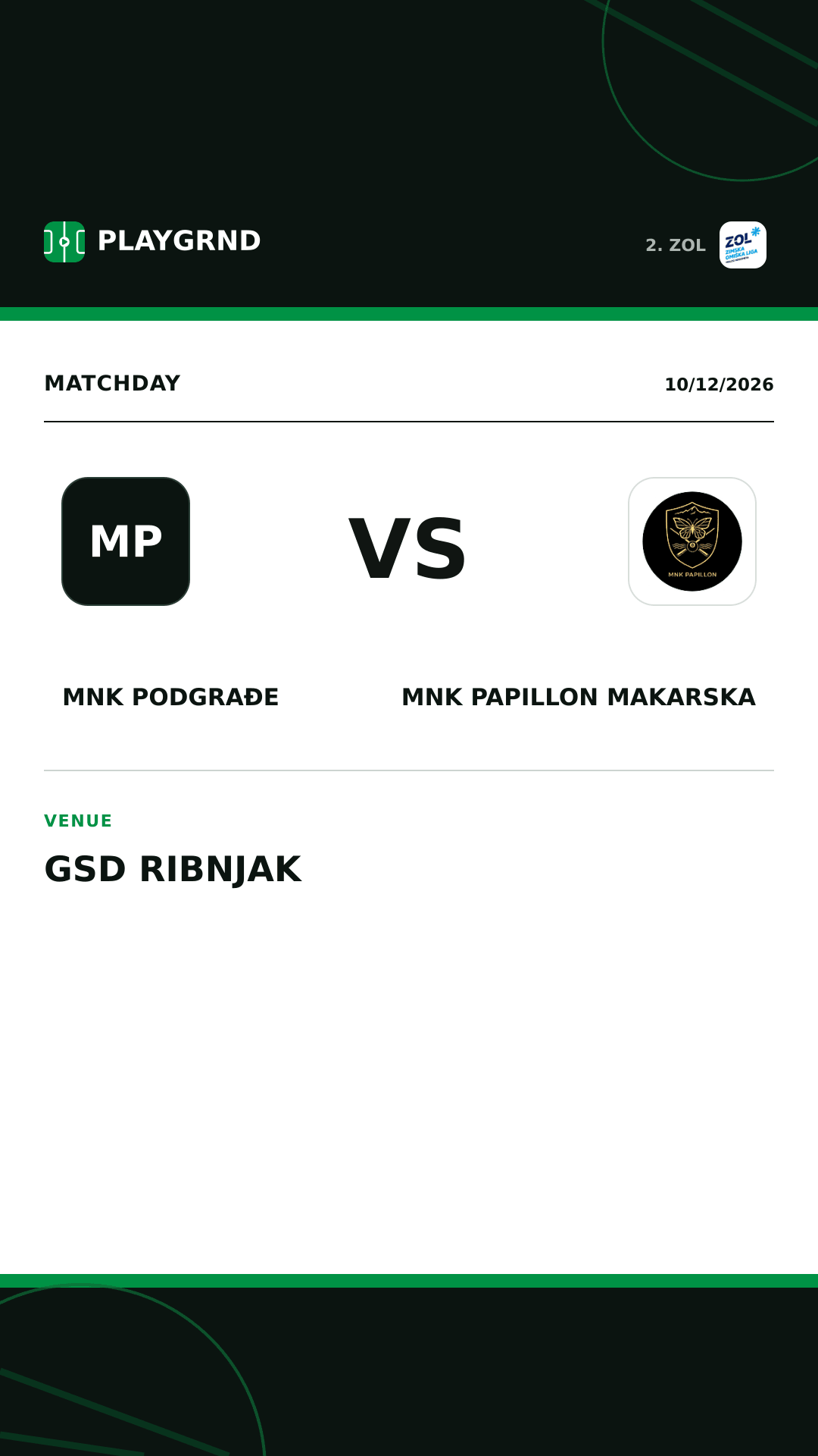 Instagram artwork: MNK Podgrađe vs MNK Papillon Makarska
