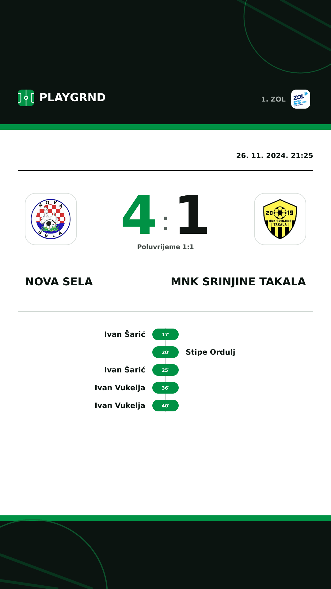 Instagram slika: Nova Sela 4:1 MNK Srinjine Takala