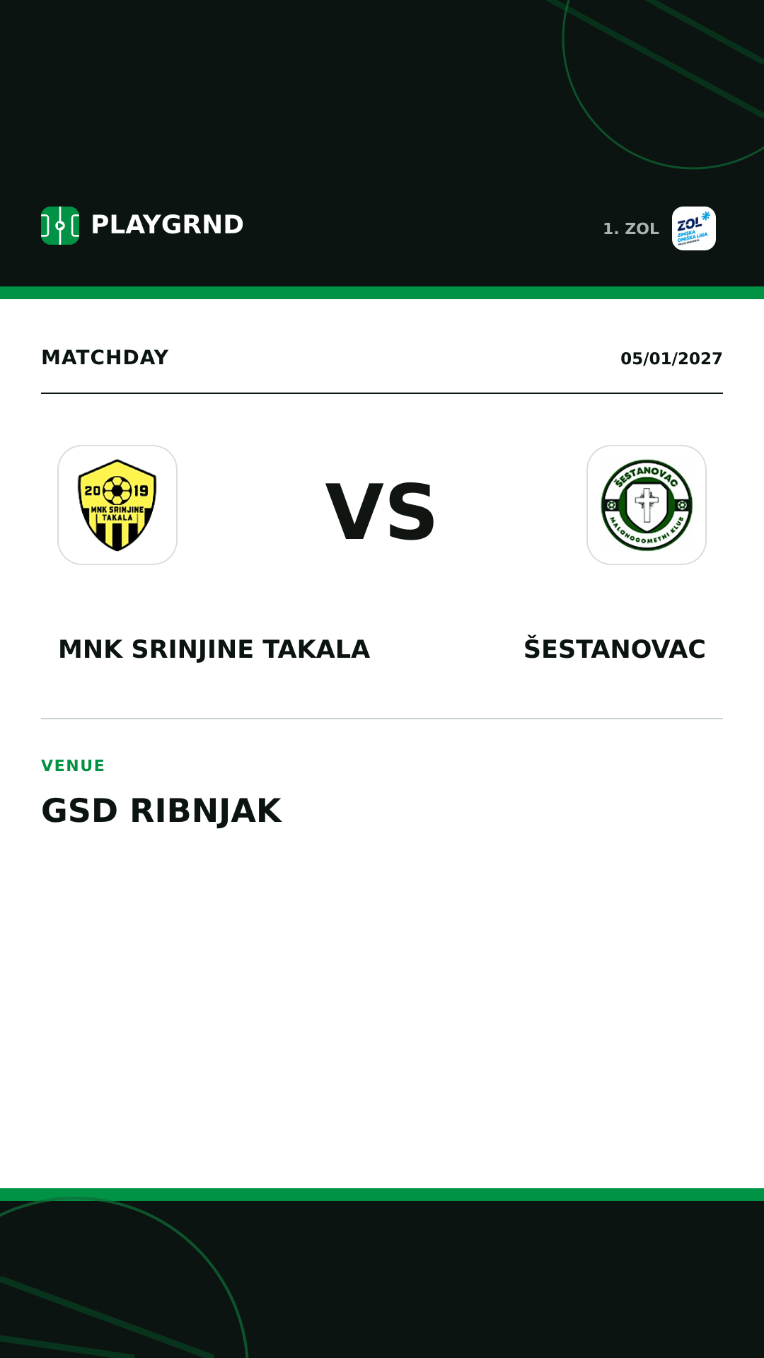 Instagram artwork: MNK Srinjine Takala vs Šestanovac